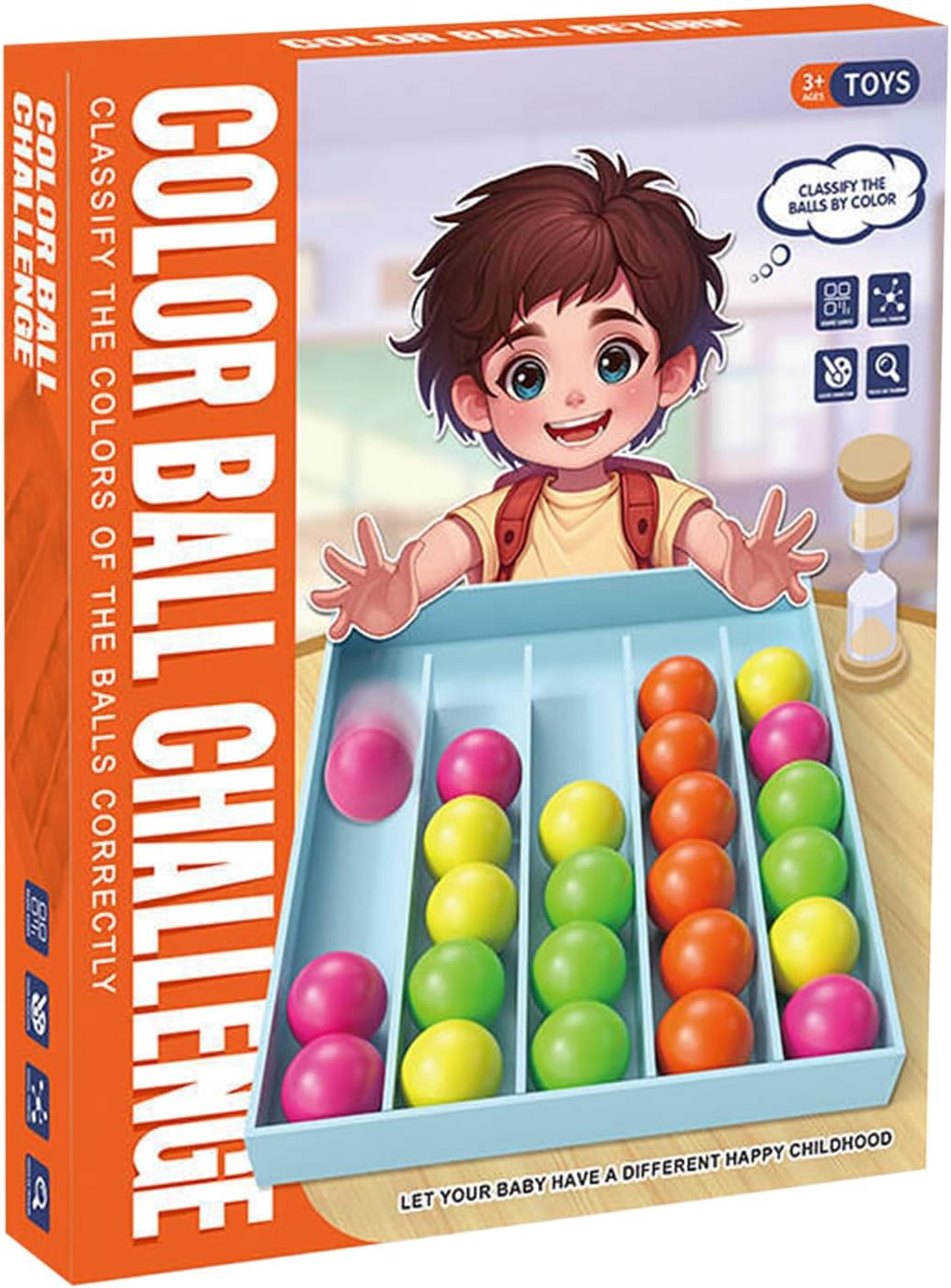 Matching Ball Game - Interactive Learning Set, Preschool Educational Toy, Cognitive Development Activity, Fine Motor Skills Gadget with Portable Basket Design | Color Matching Game for Travel Classro