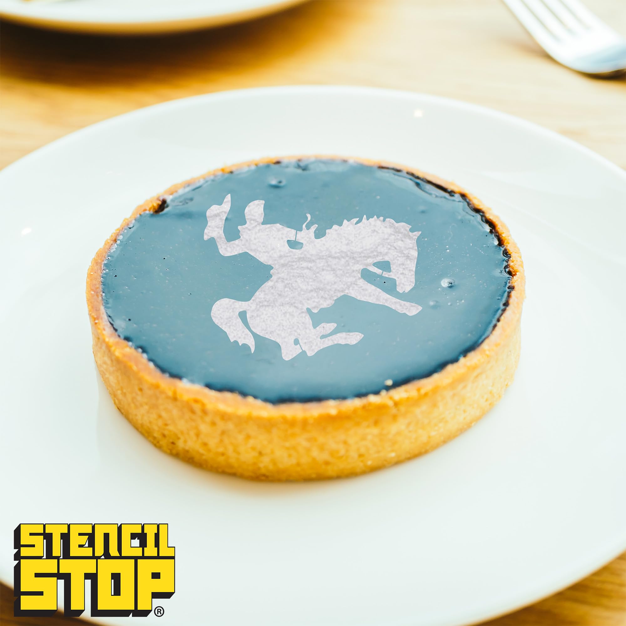 Stencil Stop Plantilla Cowboy on Bucking Bronco, reutilizable para proyectos de bricolaje, pintura, dibujo, manualidades, plástico Mylar de 14 mm (15.4 x 18 pulgadas)
