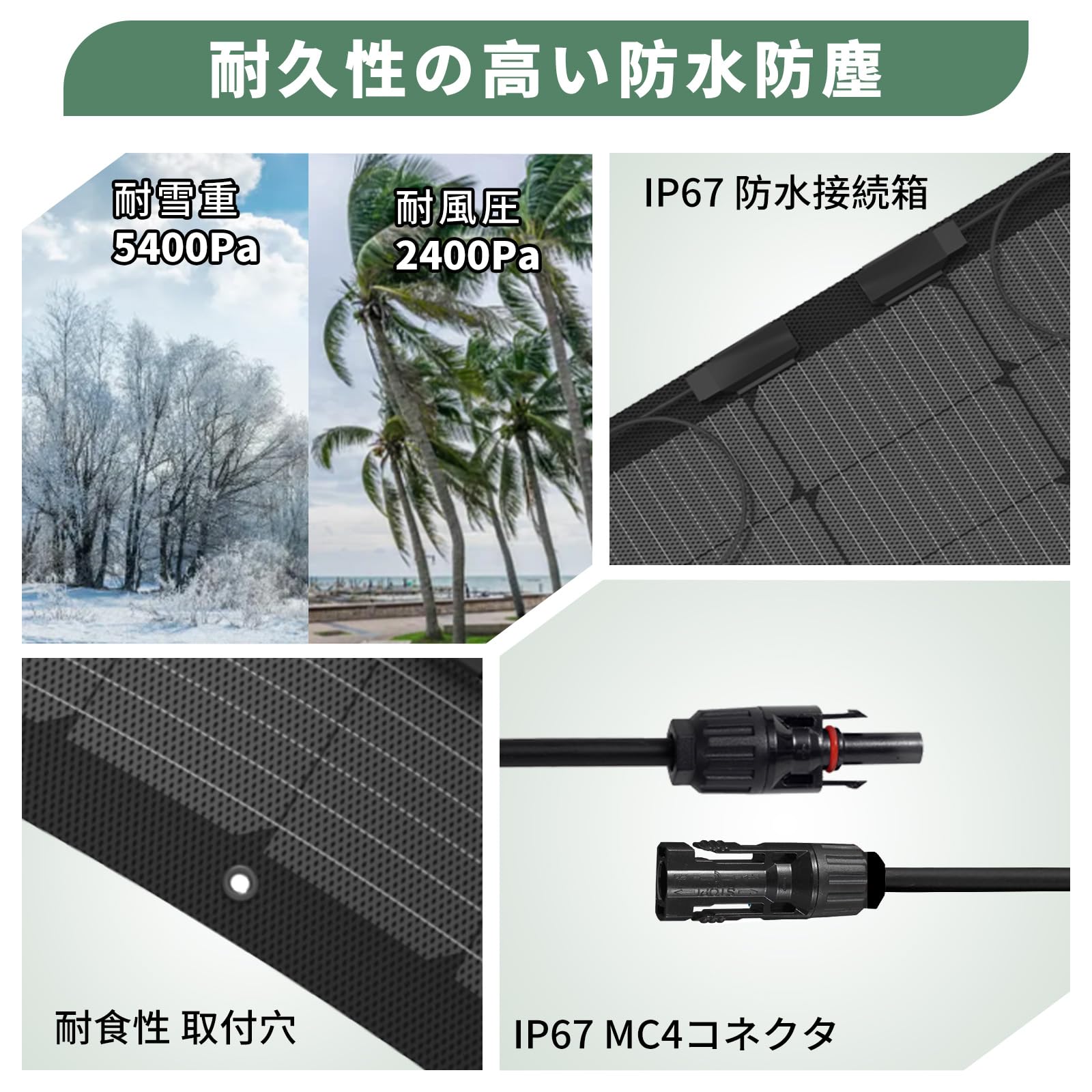 Amazon | Sanraifu フレキシブルソーラーパネル 100W*2 単結晶ソーラー