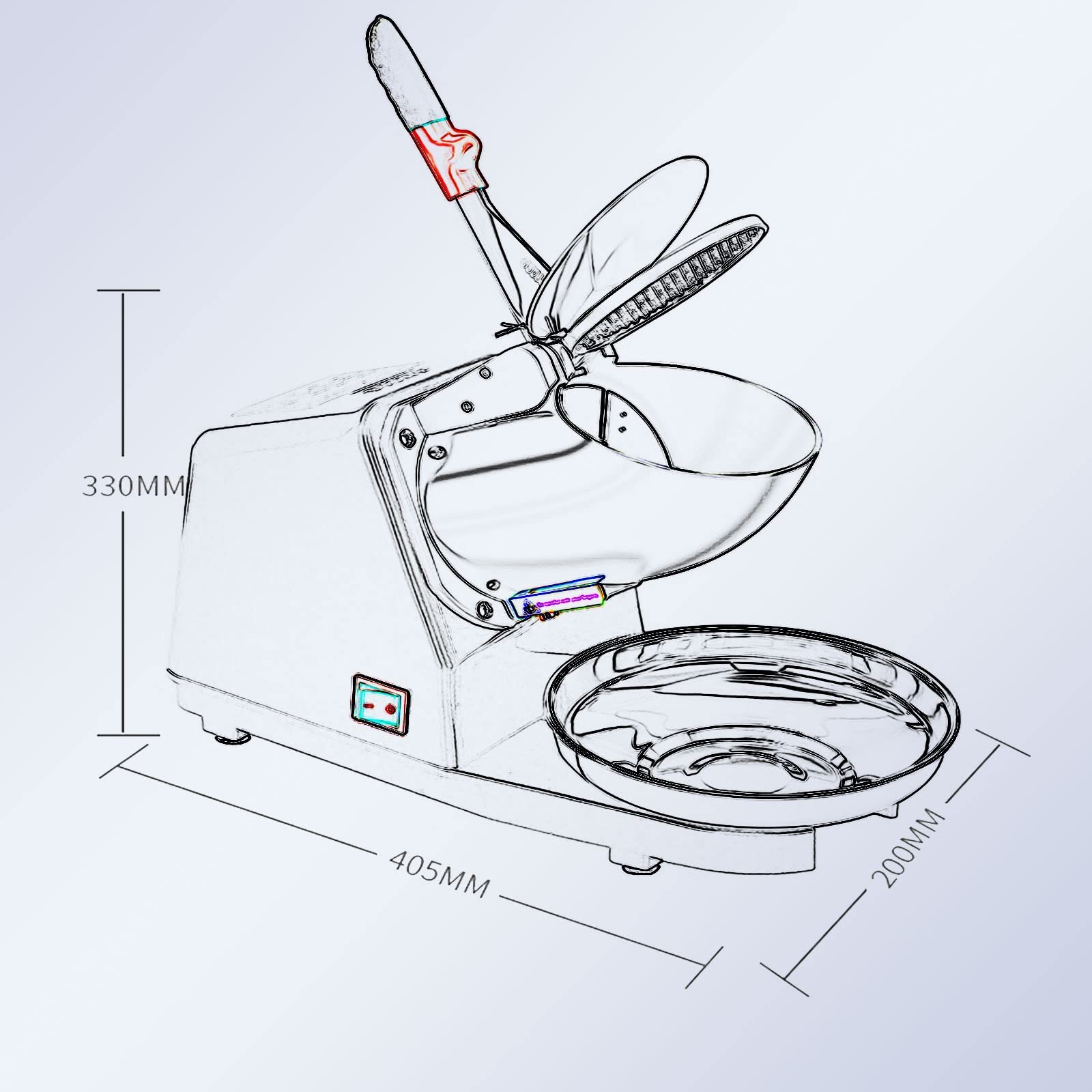 Trituradora de Hielo Eléctrica 300 W 220v 85 kg/H Picadora de Hielo 1500 r/min Trituradora de Hielo Profesional con Palas Cuatro Acero Inoxidable Hogar y Comercial Base U Antideslizante Plata ( Color