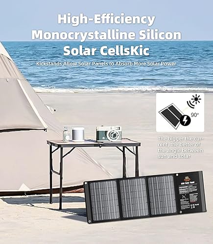 Miniatura 7 de Panel solar portátil SUNNOBE con cable 3 en 1, cargador de panel solar plegable de 30 W con amperímetro digital para campamento y senderismo,