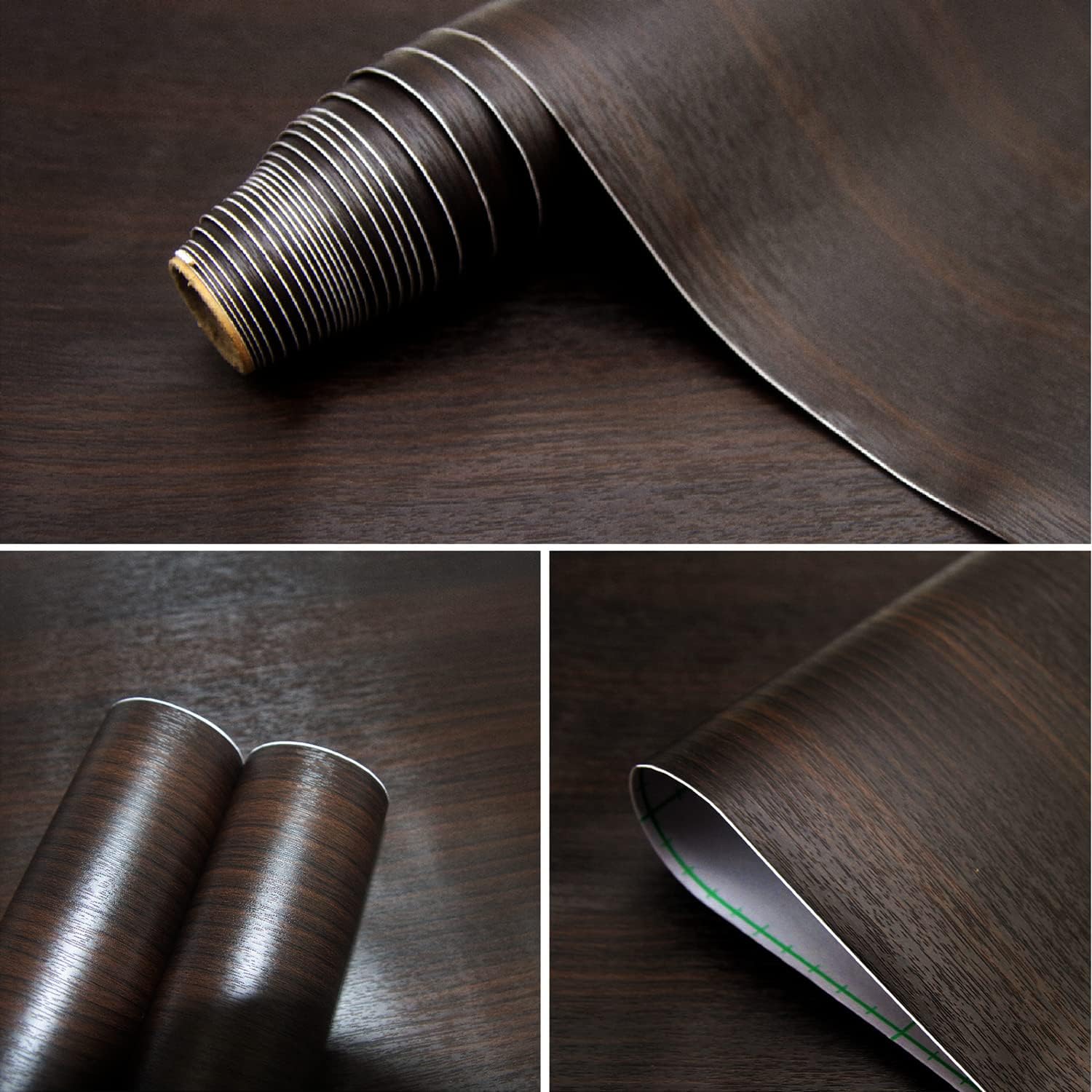 seonta Black Wood Peel and Stick Wallpaper 16"x198" Self Adhesive Vinyl Film Textured Wood Contact Paper Removable Peel and Stick on Wall Paper for Kitchen Shelf Liner Countertop Desk Table Cabinets