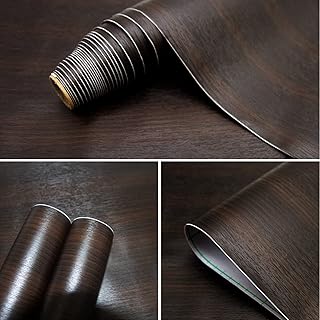 seonta Dark Walnut Contact Paper 16"x118" Wood Peel and Stick Wallpaper Waterproof Self Adhesive Dark Brown Wallpaper Table Sticker Cover Wood Vinyl Wrap for Countertop Desk Table Cabinets Upgrade
