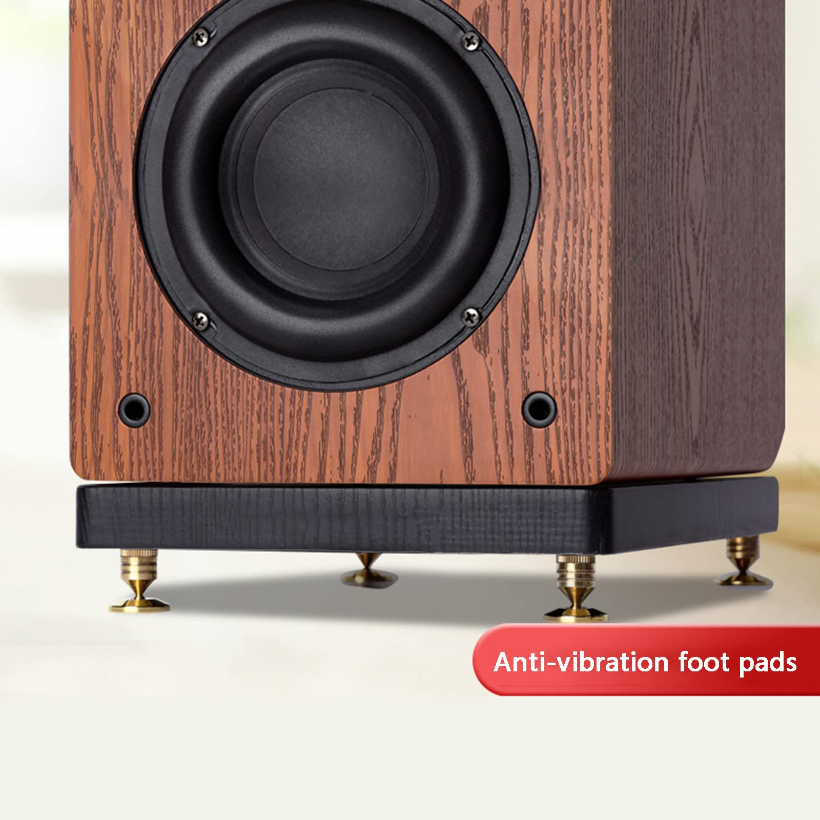 RENJJPBO Speaker Bracket, Universal Speaker Tray Base, Desktop Subwoofer Absorber with Copper Spike Pad Kit, for Surround Sound Home Theater (H)