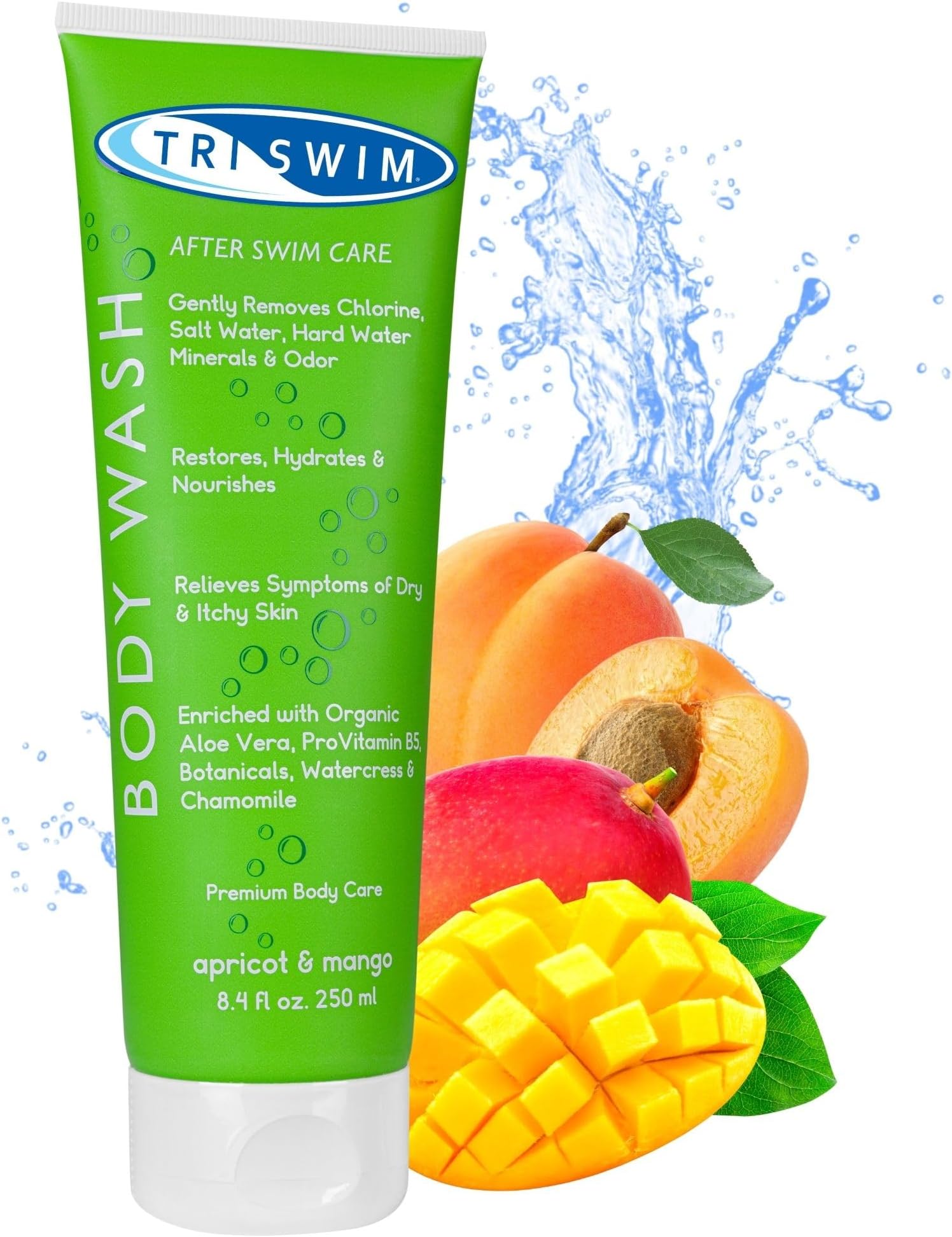 Triswim - Chlorine Removal Body Wash, After Swim Care Shower Gel, Moisturising Anti-Chlorine Vegan Shower Gel for Swimmers, Body Wash for Women & Men