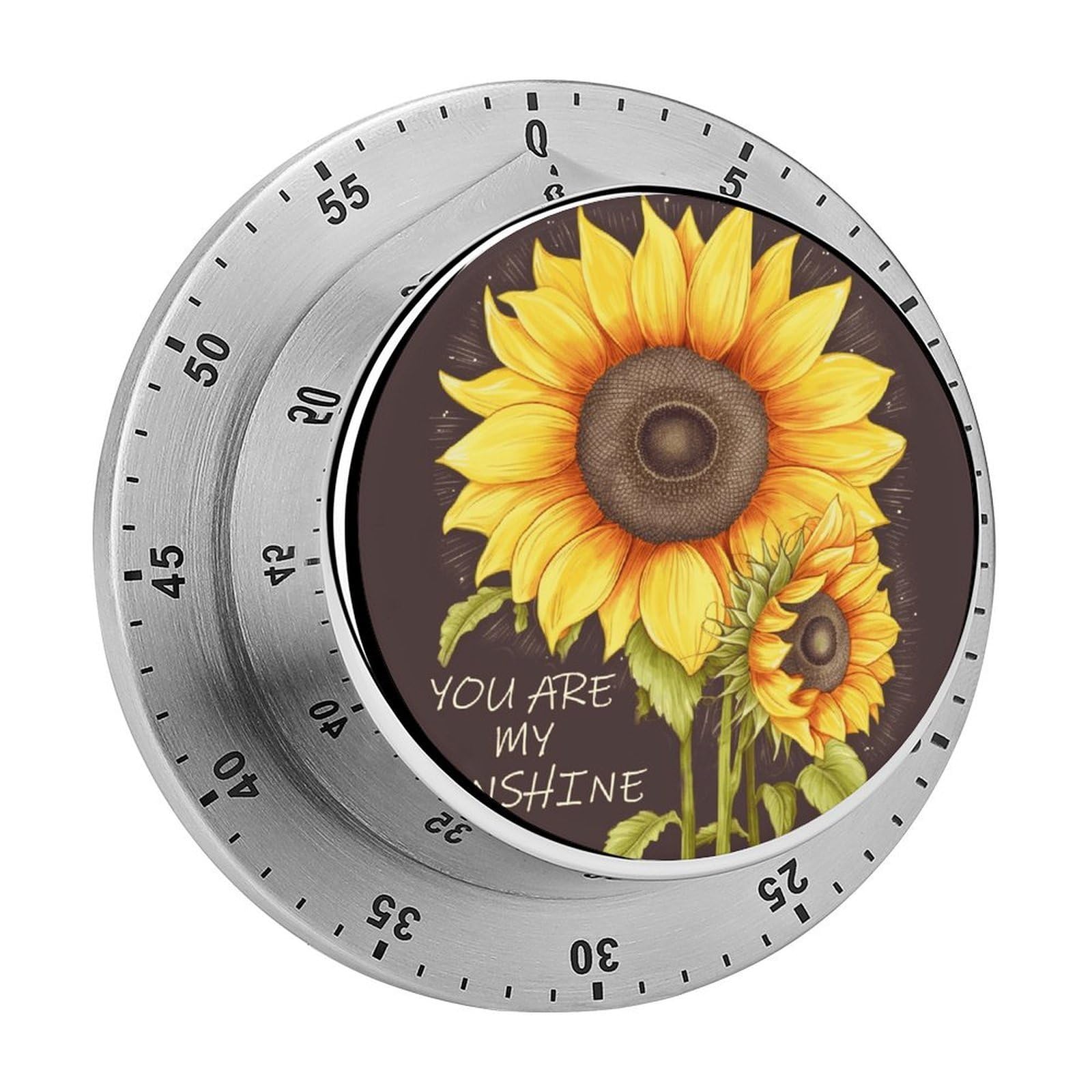 You are My Sunshine Sunflower Timer No Batteries Required Wind Up Timer with Loud Alarm Stainless Steel Body Exquisite Visual Mechanical Timers Magnetic Countdown Kitchen Timers for Cooking
