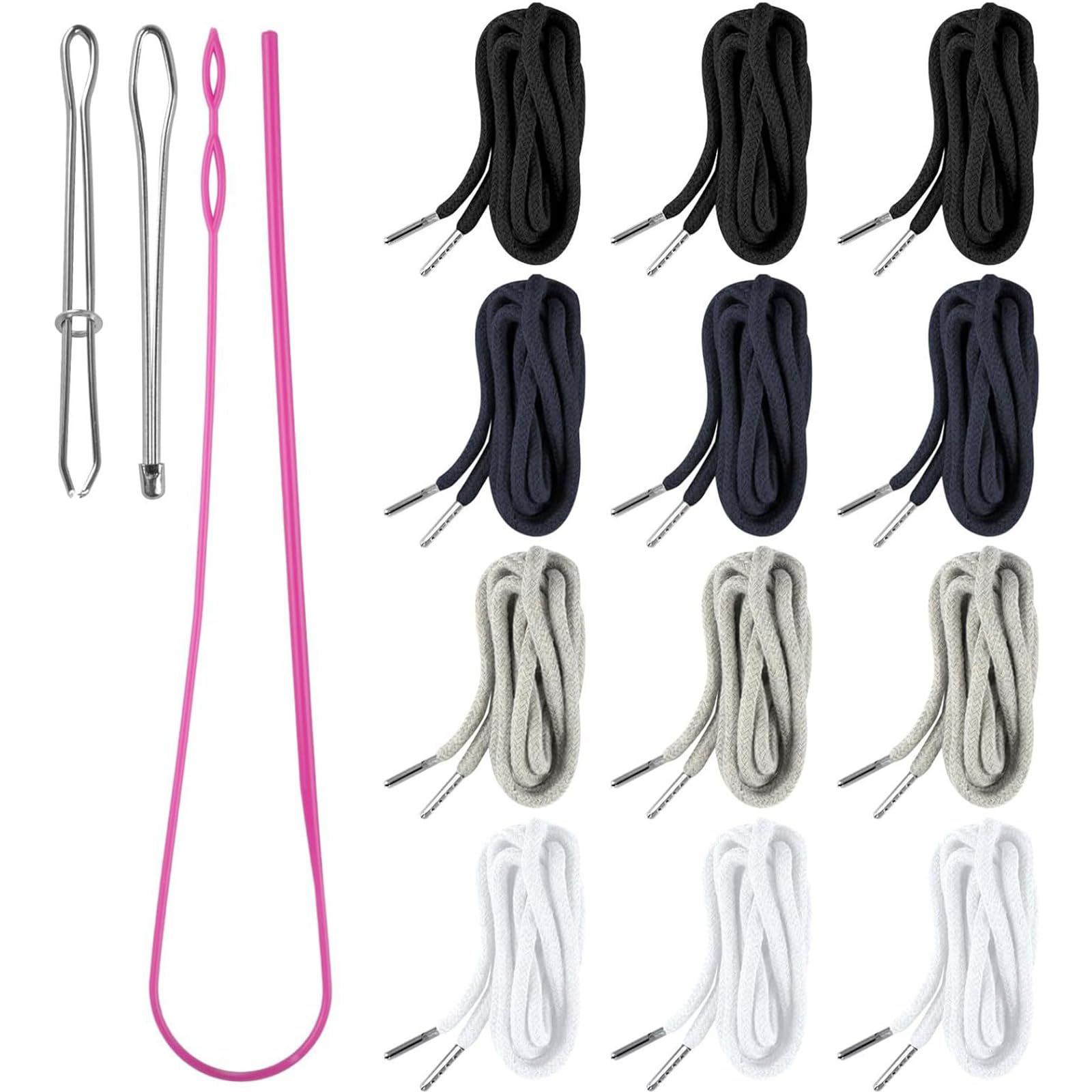 Kalttoy A 12Pcs Drawstring Cord Nd Easy Threader Tool Kits For Sweatpants Hoodie Coat Swim Trunk Drawstring Rope Replacement Hoodie Replacement