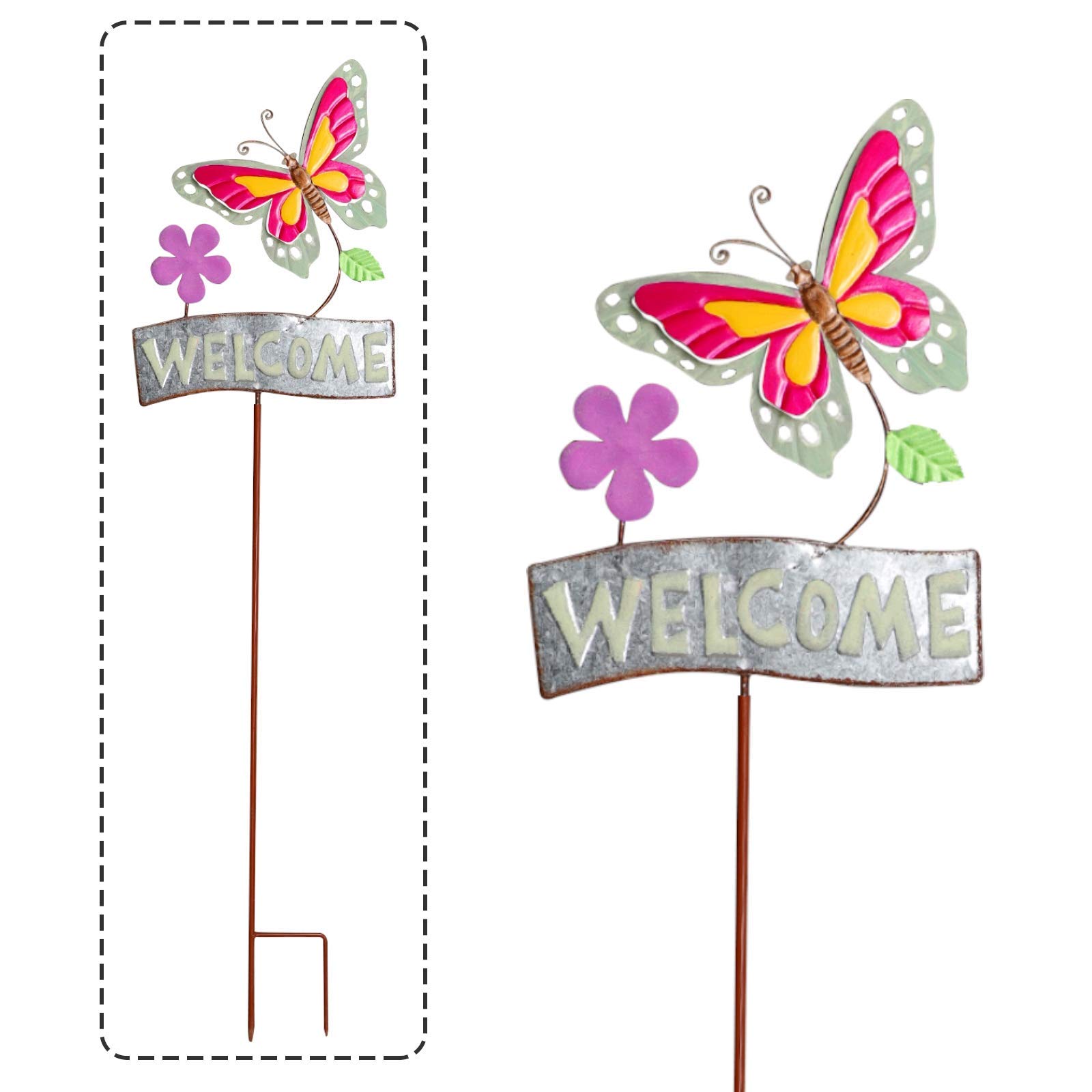 Buy MorTime Metal Butterfly Garden Stake with Sign, 40 Inch