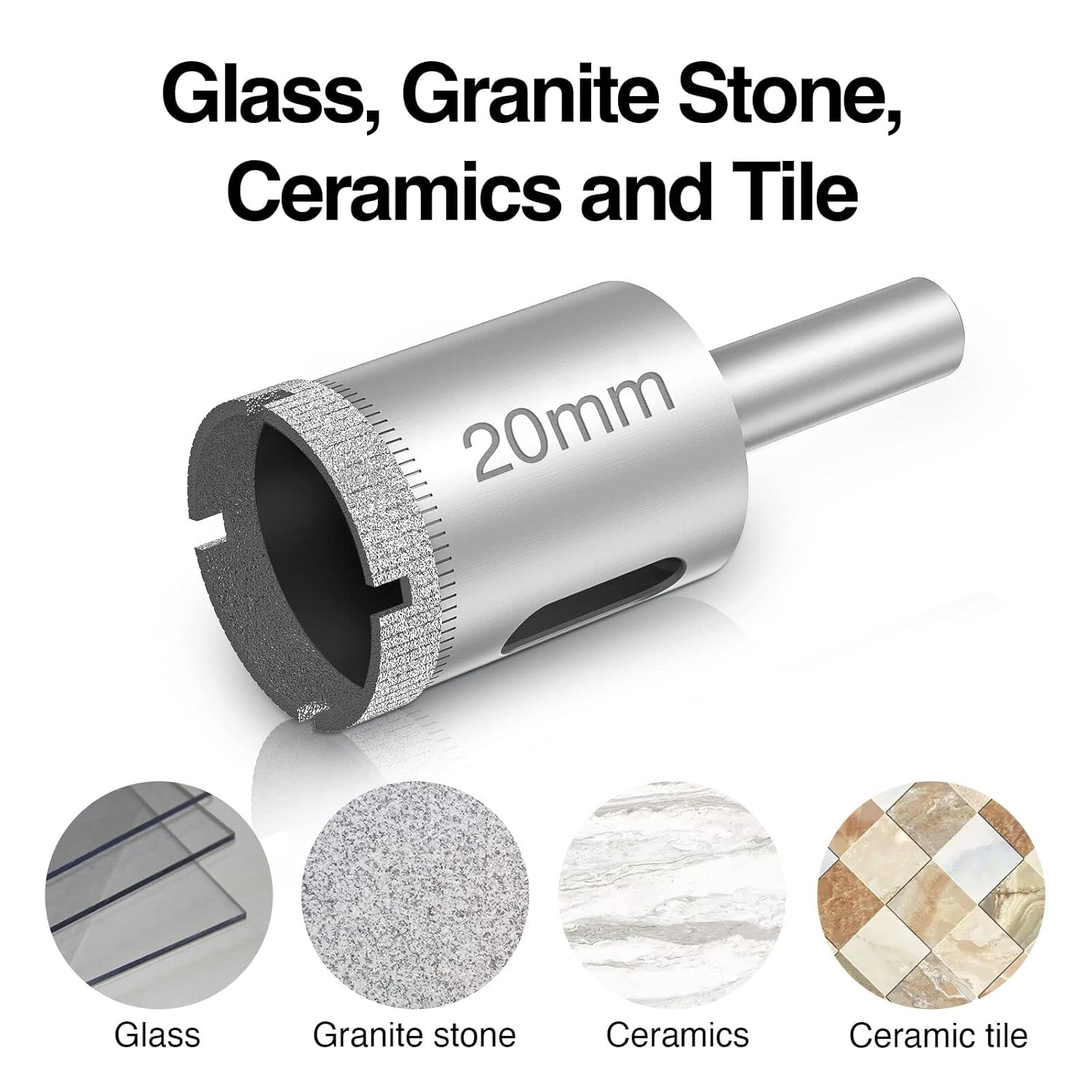 Diamond Drill Bits Hole Saw Kit Diamond Drill Bit Set Hole Saw for Glass, Marble, Granite Stone, Bottles, Ceramics and Tile 1/4"-2" (6mm-50mm), 8PCS