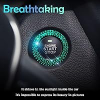 Vista 5 de Cubierta de botón de arranque de automóvil con diamantes de imitación, calcomanía para decoración de arranque y parada del motor, accesorios