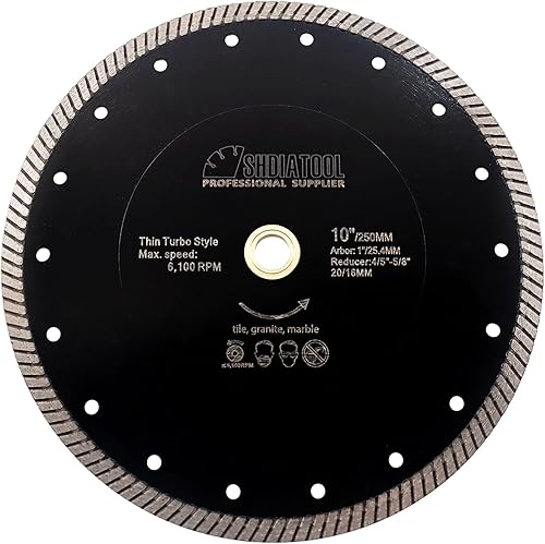 SHDIATOOL Disco fino estupendo del corte de la cuchilla de Turbo del diamante de 10 pulgadas para el diámetro 820.2 ft m del granito de cerámica de