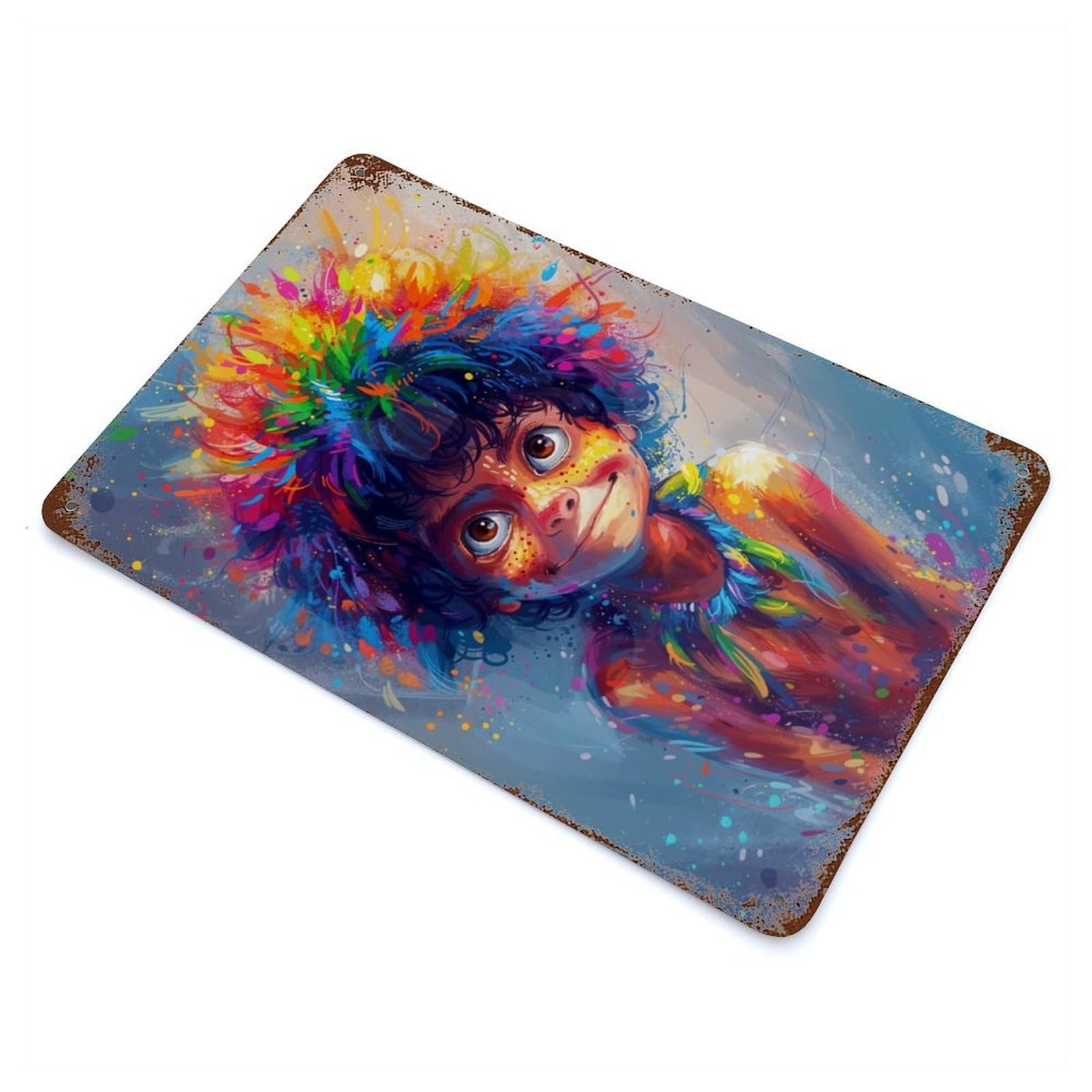 Rainbow Child Rust Effect Tin Sign 11.8"x7.9", Ideal for Garage, Bar And Workshop Decor