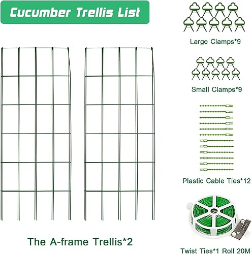 Miniatura 4 de Enrejado plegable de pepino con marco en A, paquete de 2, verde, acero, soporte para plantas, plantas trepadoras, verduras, flores