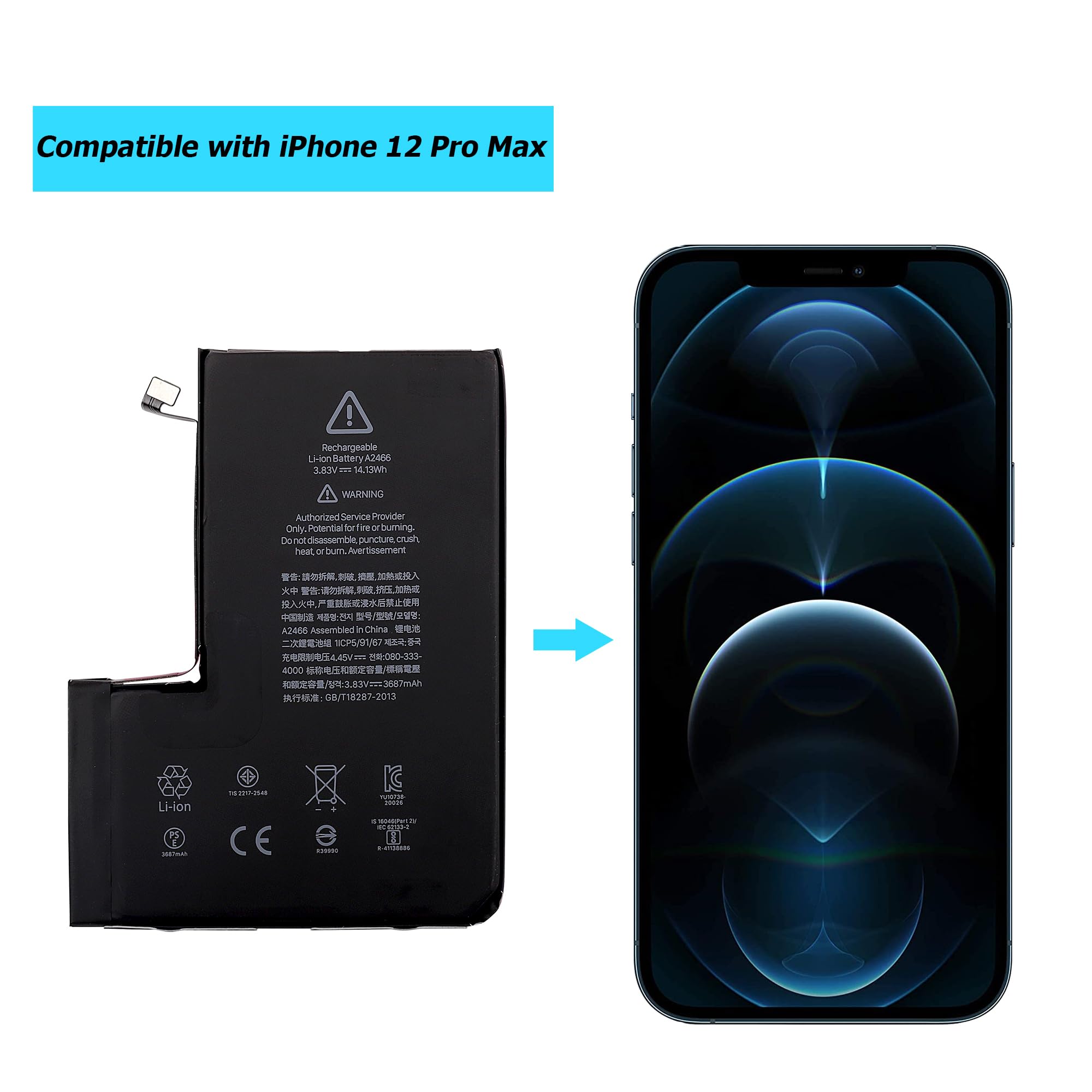 Amazon.com: Vvsialeek A2466 Replacement Battery for iPhone