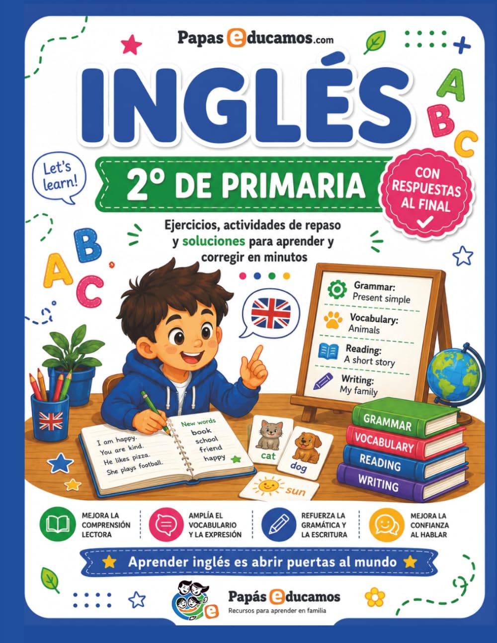 Inglés 2º de Primaria con Respuestas: Ejercicios, actividades de repaso y soluciones para practicar en casa