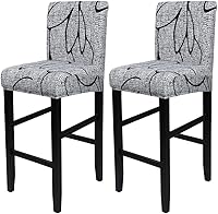 Vista 15 de SearchI - Juego de 4 fundas para taburetes de bar de jacquard, fundas elásticas y lavables para taburetes de bar, fundas para sillas de altura