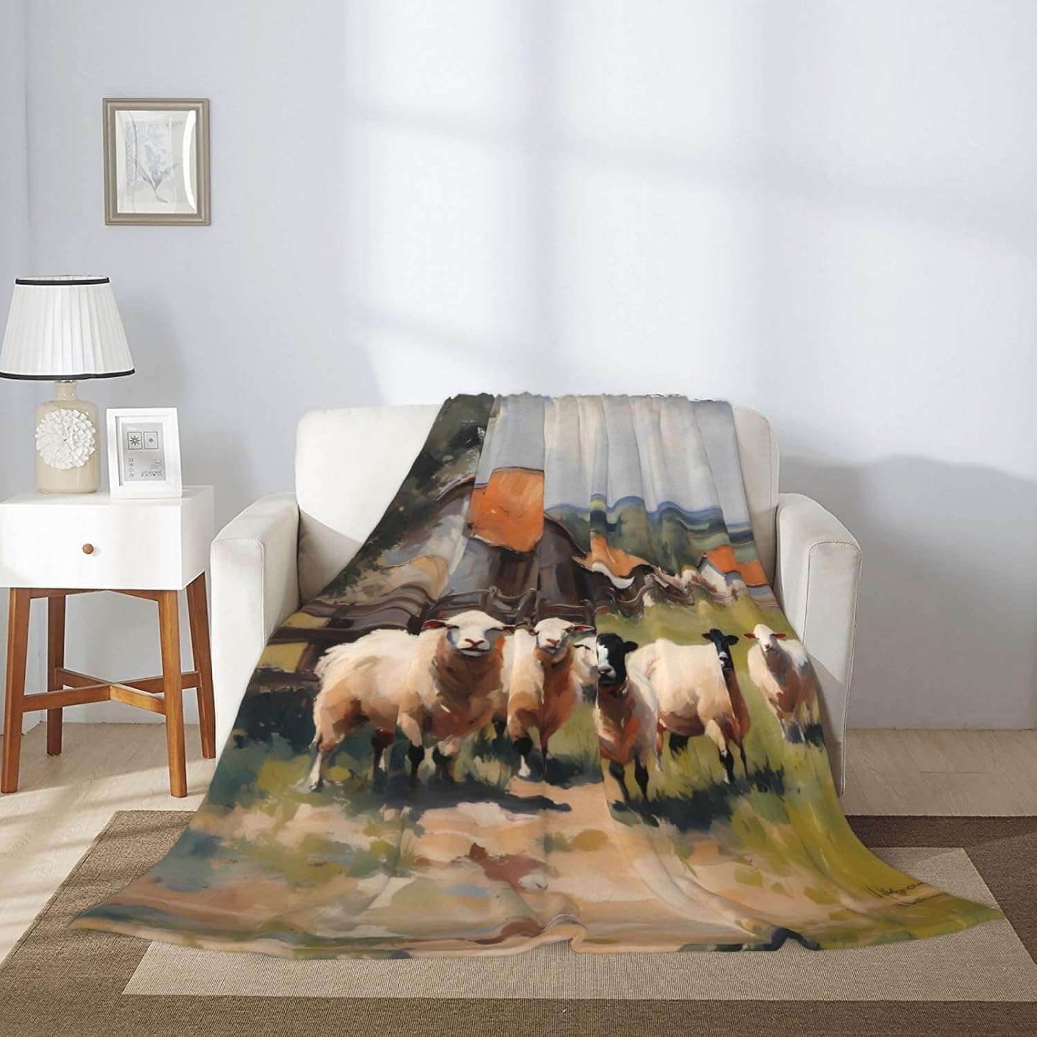 Cute Farm Animals Decorative Gift Blanket, Sofa Bed Living Room Camping Travel Blanket (50 * 40 inches), Flannel Children's Blanket,