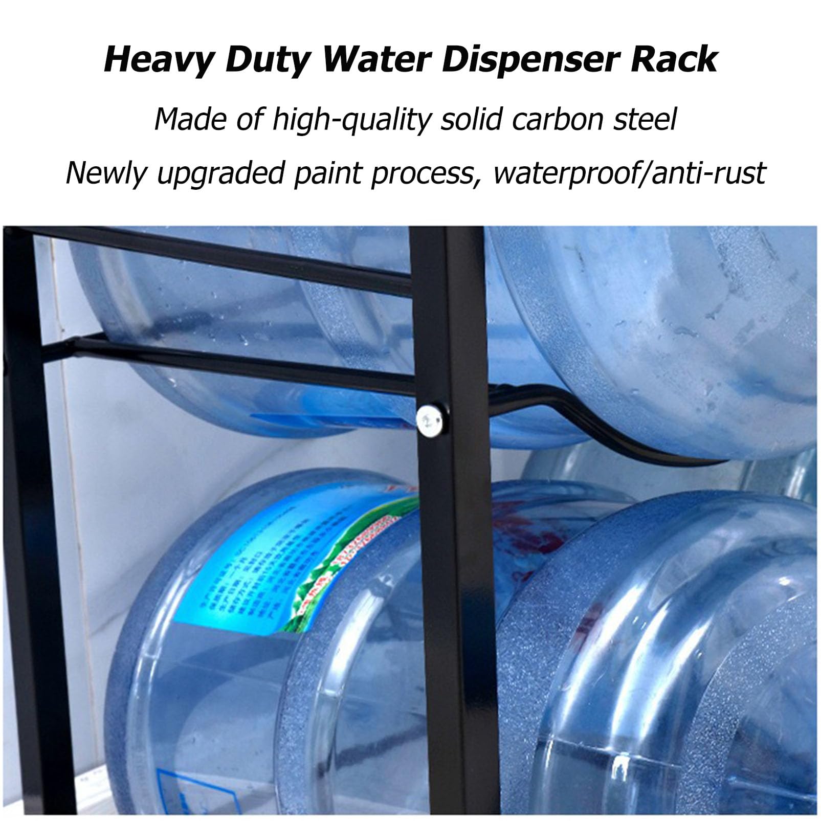 Soporte para botellas de agua de 5 galones, organizador resistente para almacenamiento de enfriador de agua, soporte dispensador que ahorra espacio para oficina, cocina, almacén