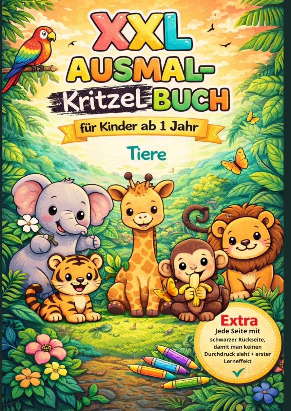 XXL Kritzel- und Ausmalbuch für Kinder ab 1 Jahr: Erste Tier-Malbilder zum Kritzeln und Entdecken - Beschäftigungsbuch für Kleinkinder