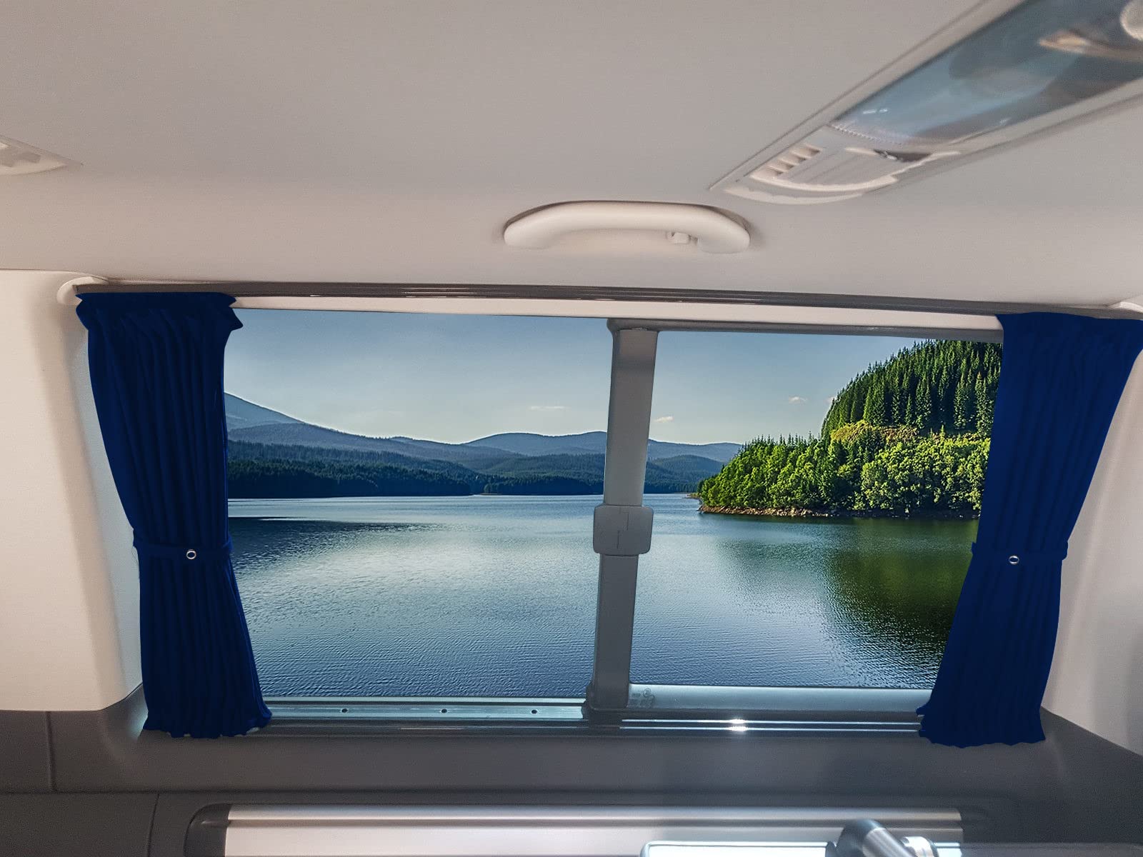 BREMER SITZBEZÜGE Cortinas a Medida, protección Solar, compatibles con VW T5 T6 T6.1 Caravelle Largo Distancia Entre Ejes con portón Trasero en Azul, Accesorio para Camping y Caravana, Juego de