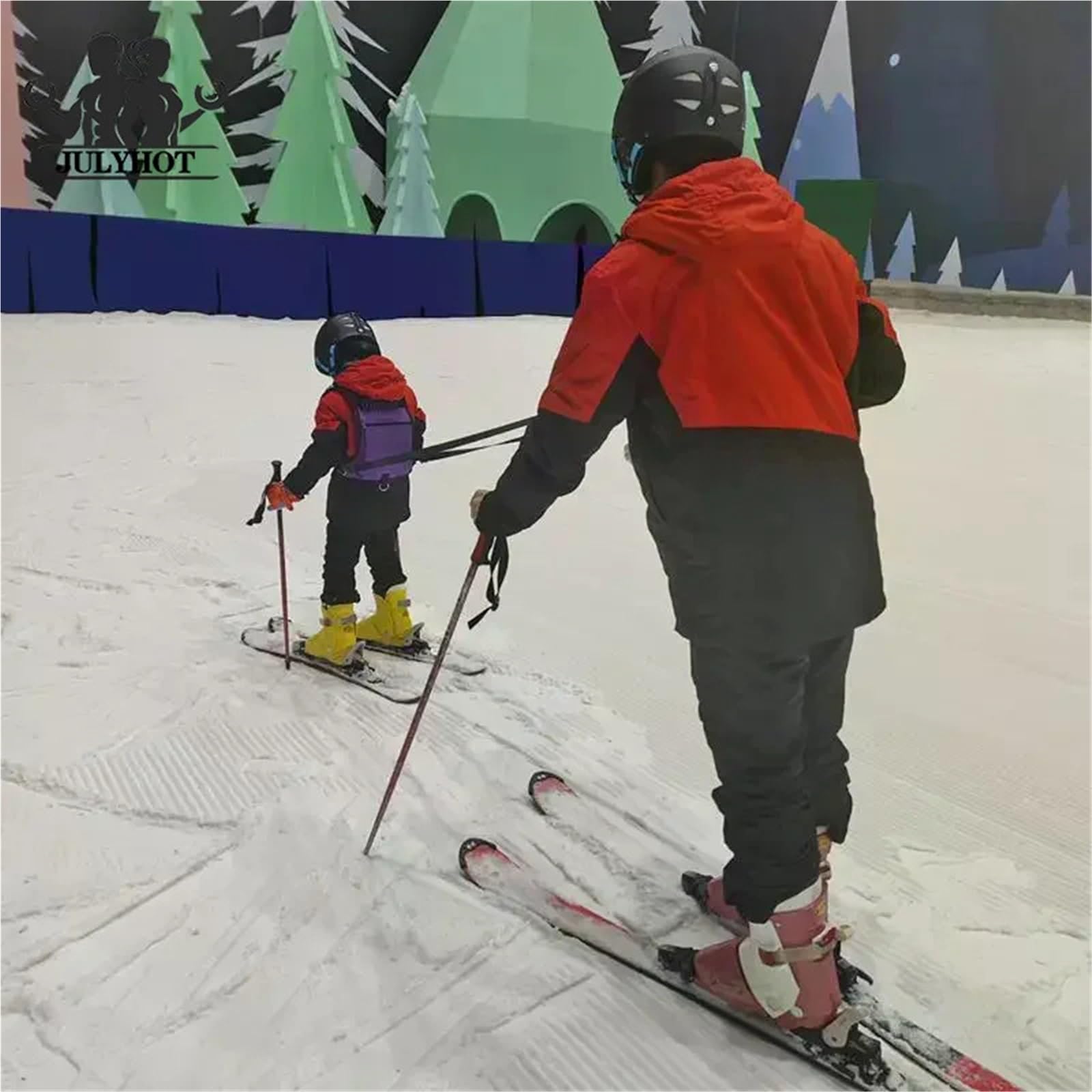 Lot de 2 harnais de ski pour snowboard avec sac à dos, ceinture d'entraînement réglable, laisse de contrôle de vitesse