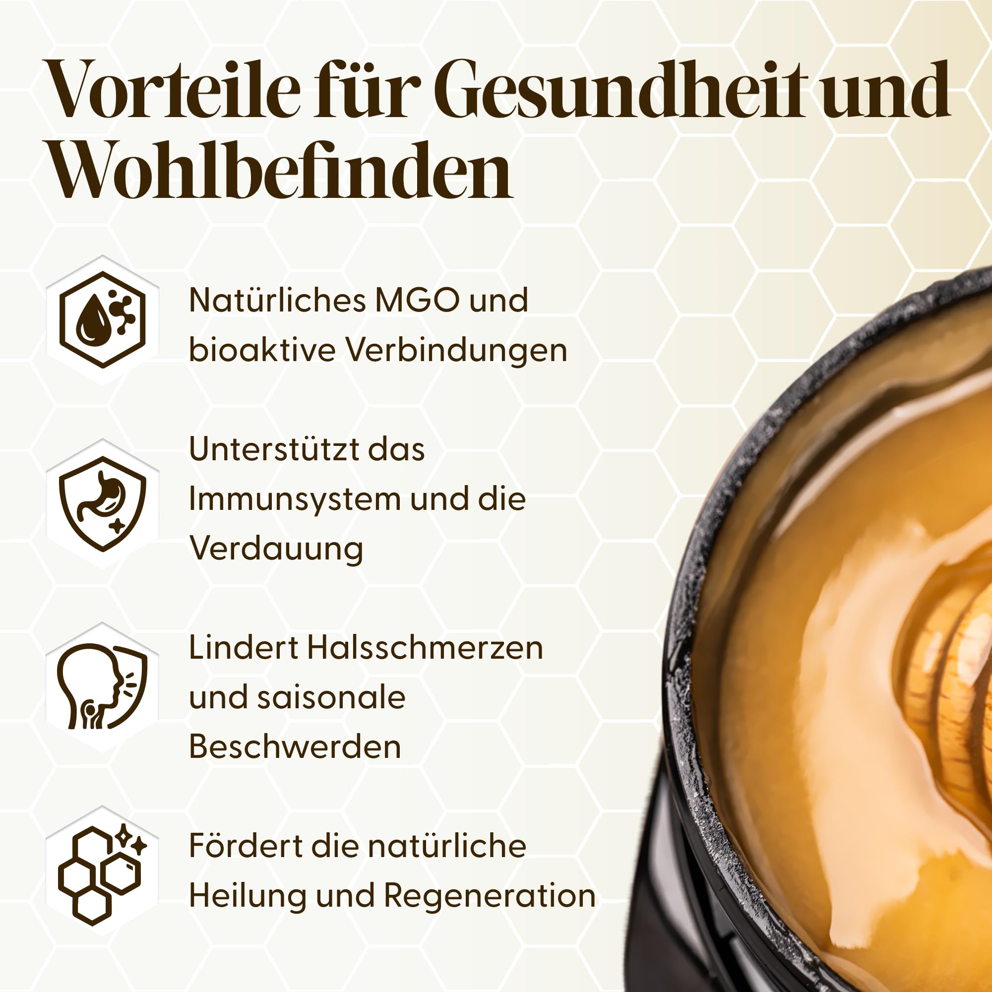 Pure Gold Manuka-Honig 525+ 500 g aus Neuseeland MBO-zertifiziert MPI-Standards