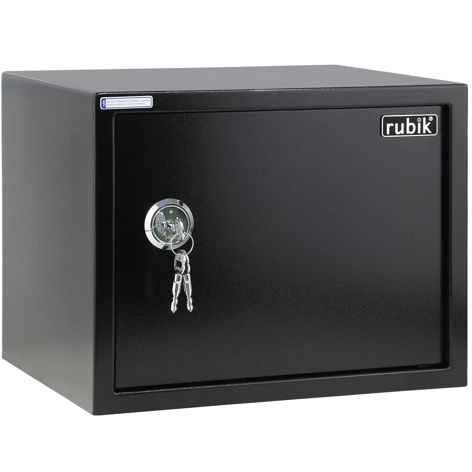 RubikSafe Box Large with Key Lock, A4 Document Size Locker for Home Office Cash Passport Jewelry Security RB30KCN (30x38x30cm) Black