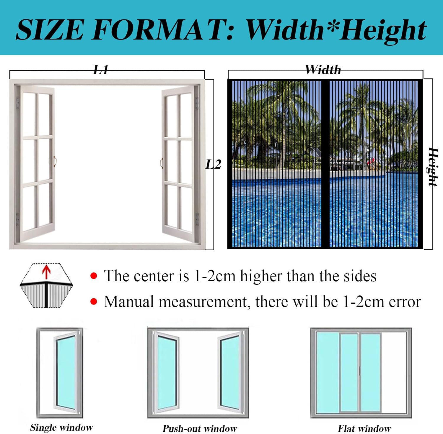 Magnetic Window Fly Screen 130cm x 50cm Magnetic Fly Screen Door, Black Self Adhesive Insect Mesh Window Curtains, Automatic Closing Magnetic Mosquito Fly Curtain, for Door Window