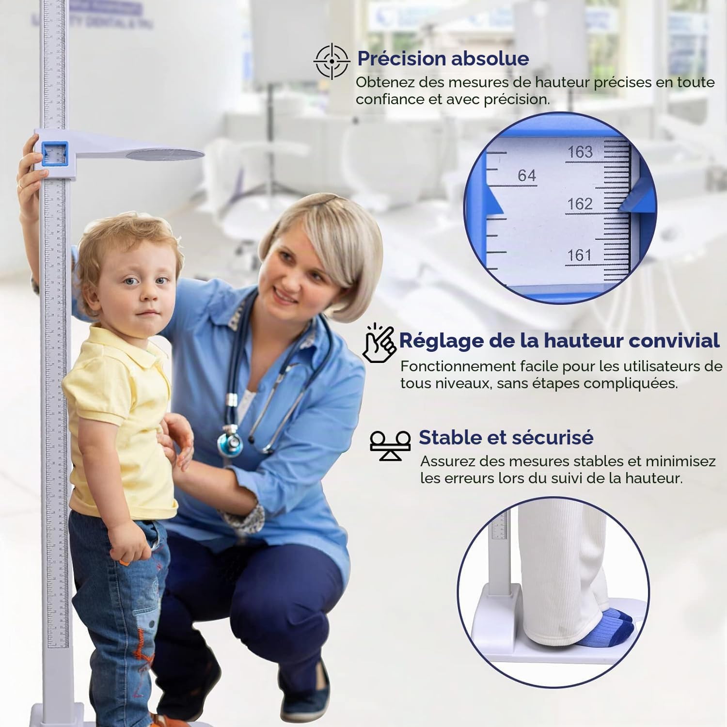 Stadiomètre Portable Toise de Mesure Taille avec Sac de Transport Jauge de hauteur 20-210cm