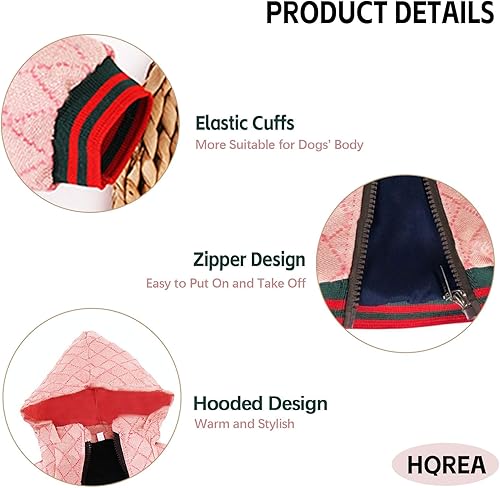 Miniatura 3 de HQREA Sudadera con capucha para perro, ropa de invierno para perro, chaqueta de diseño clásico, ropa exterior de Bulldog francés Teddy Pug Schnauzer