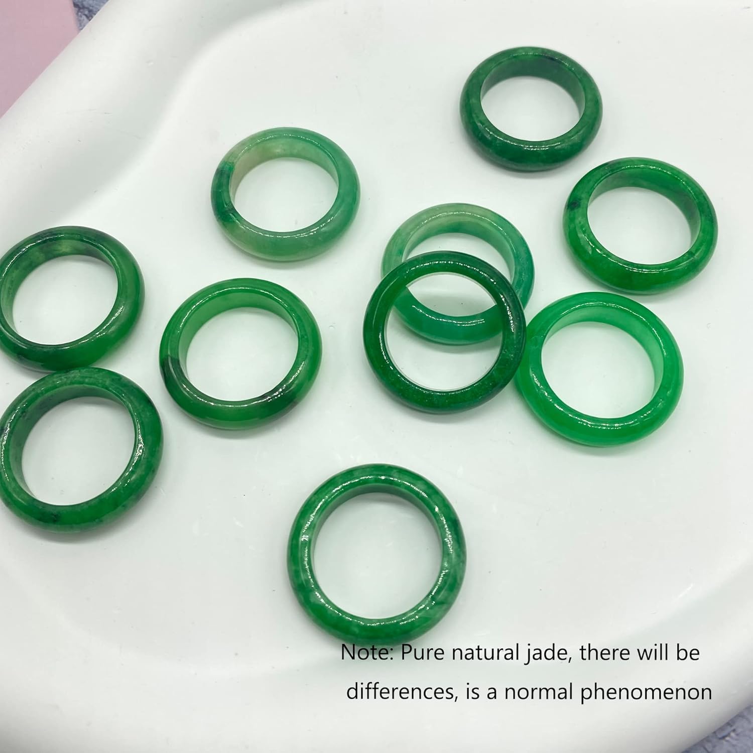 Jade Ring for Women - Good Luck Green Jade Jewelry Size 5-10 - Image 2