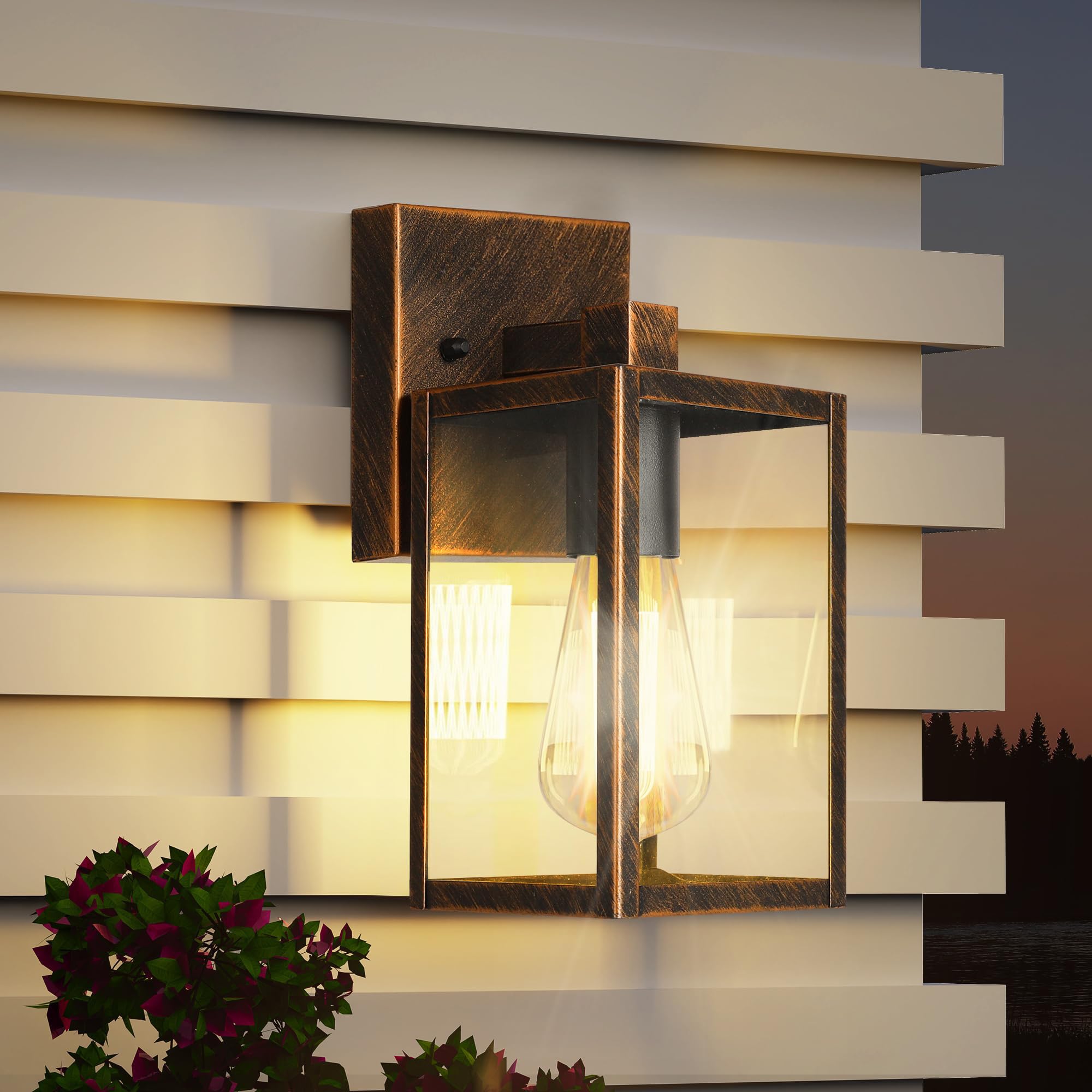 WIHTU Outdoor Lights for House, LED Exterior Front Porch Light Fixtures for Outside, Waterproof Wall Light Outdoor, Sconce Lights for Patio, Garage, Doorway, Entryway (Black Brush Gold)