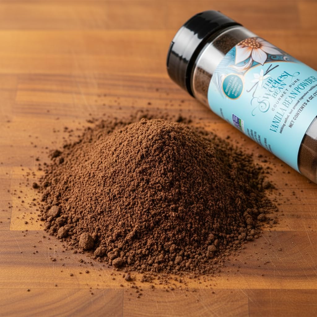 Vanilla Bean Powder, 4 oz. – 100% Ground Ugandan Bourbon Beans – Pure, Non-GMO, Rich & Aromatic for Baking, Coffee, Desserts