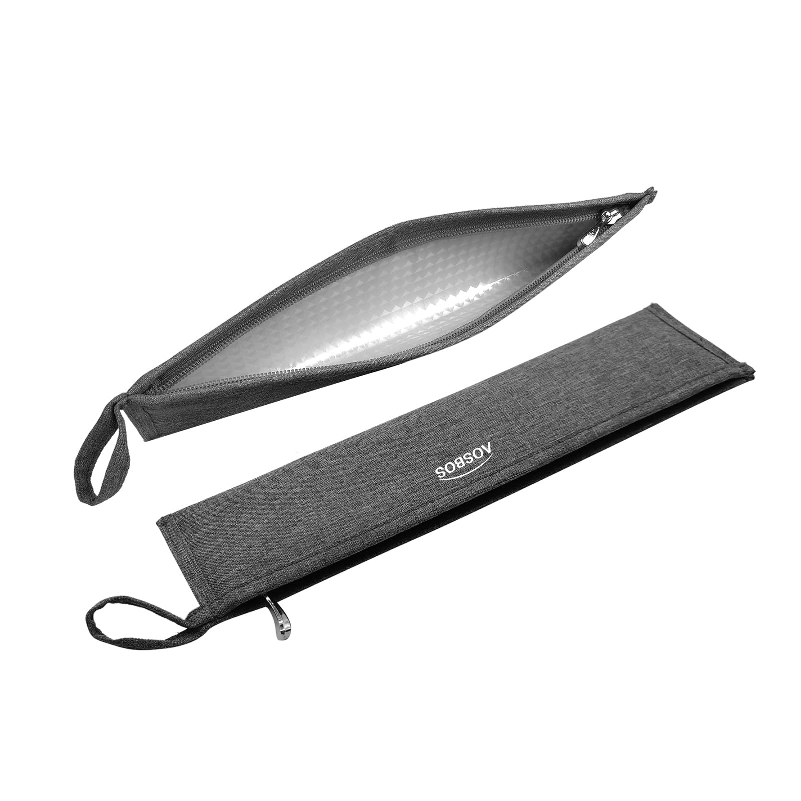 Aosbos Reusable Straws Carrying Case, Portable Small Pouch for Metal, Paper, Plastic, Silicone Disposable Straws, Stainless Steel Chopstick - Grey