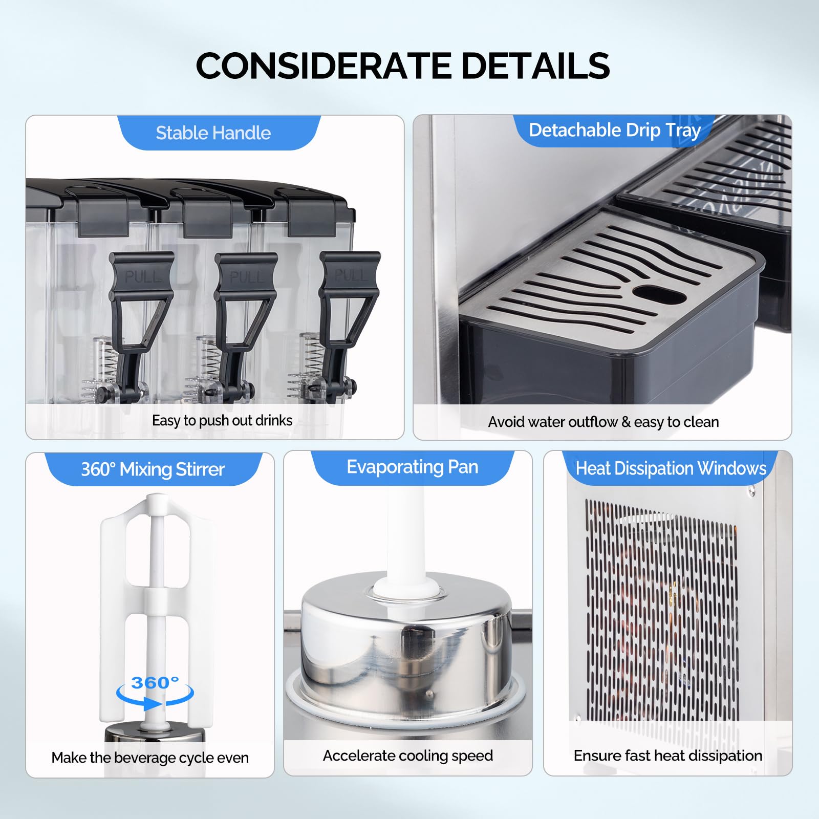 Amazon.com: ROVSUN Commercial Juice Dispenser 2.6Gal X 3 Tanks, Cold Drink  Dispenser Commercial Beverage Dispenser Stainless Steel with Thermostat  Controller for Home Restaurant Bar Party 110V/60HZ : Industrial & Scientific