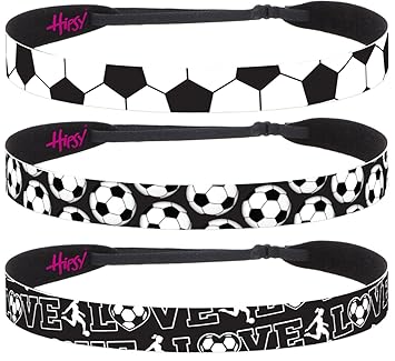 Black Mixed Soccer 3Pk: Hipsy WomenS Adjustable No Slip I Love Soccer Headbands