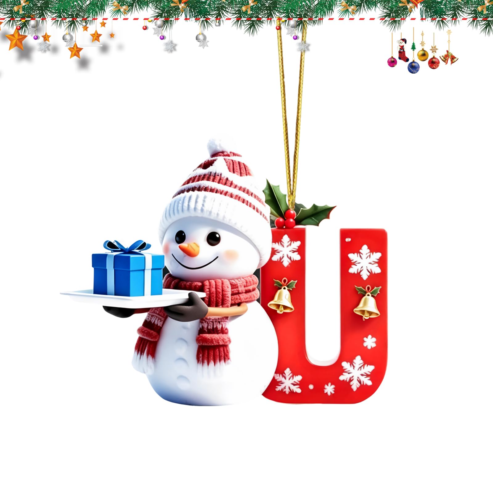 Christmas Letter Tree Decoration, 26 Pendant Hanging Ornaments for Tree Decor, Durable Resin Alphabet Christmas Ornament, Personalised Initial Bauble for Home Party，U