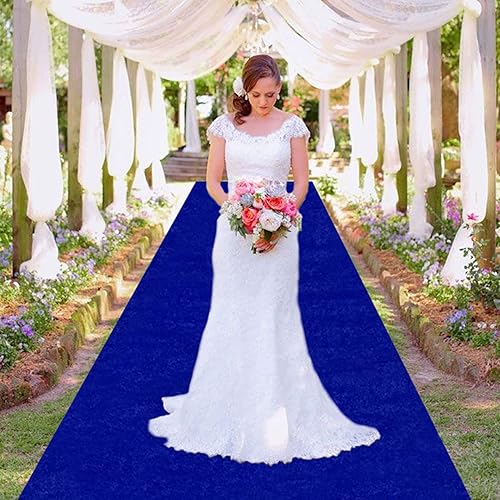 Miniatura 4 de MODFUNS Camino de pasillo de 4 x 15 pies para ceremonia de boda, tela de terciopelo azul real, incluye cintas de alfombra, pasillo de boda, pasillo,