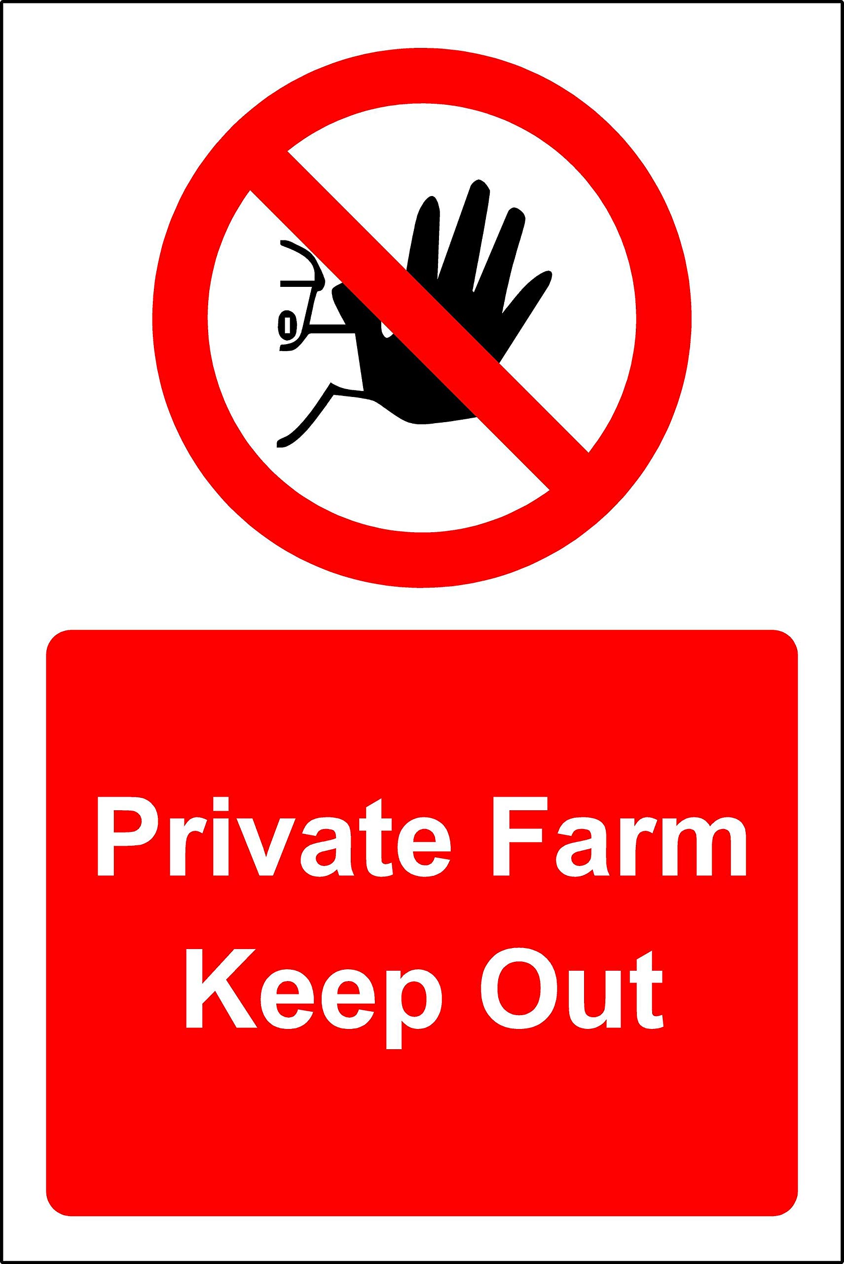 Private Farm keep out Safety sign - 1.2mm Rigid plastic 300mm x 200mm