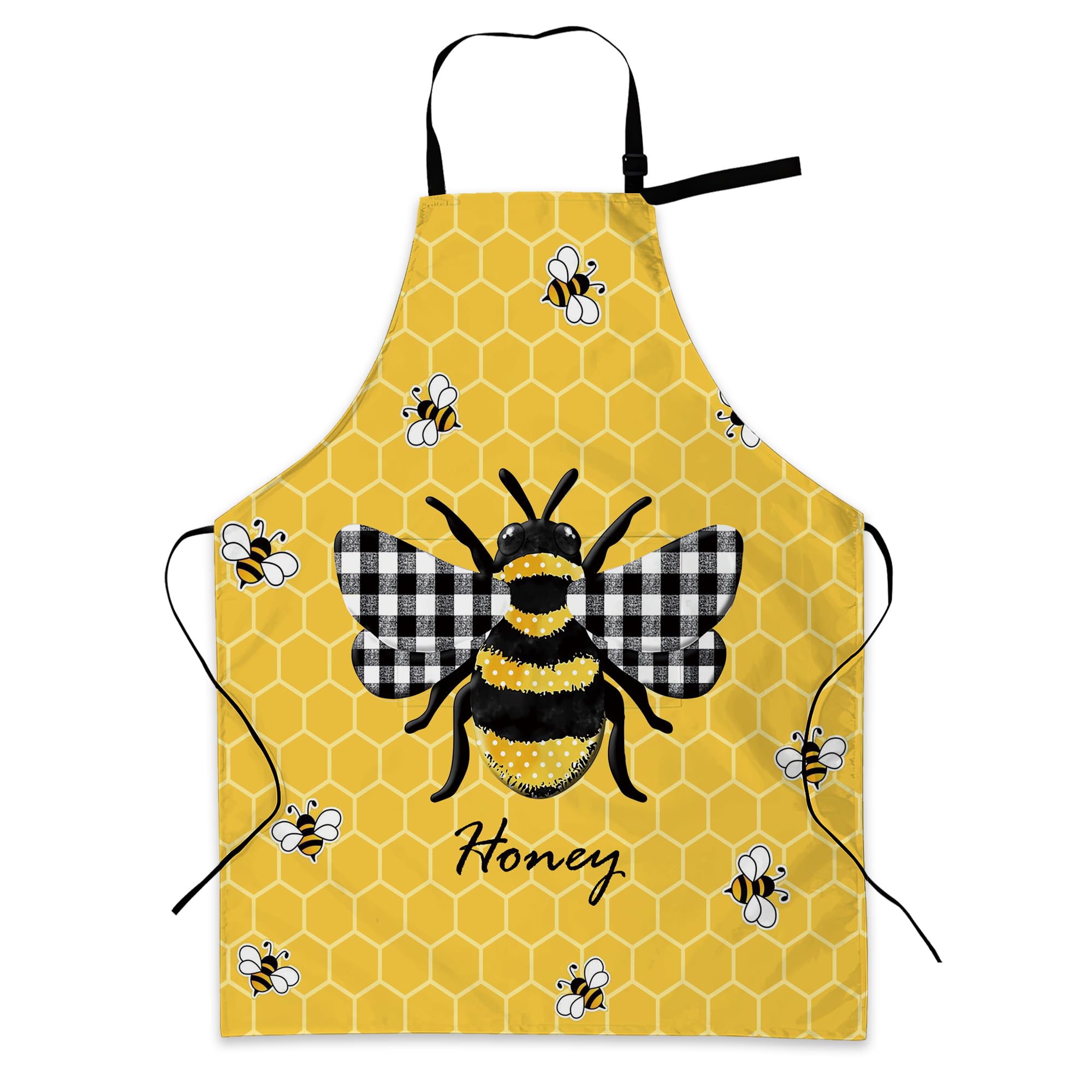 Bilangce Unisex Bee Apron Adjustable Bib Apron With Pockets Cooking Kitchen Chef Women Men Aprons For Home Kitchen, Restaurant,Coffee House,Shop,Garden