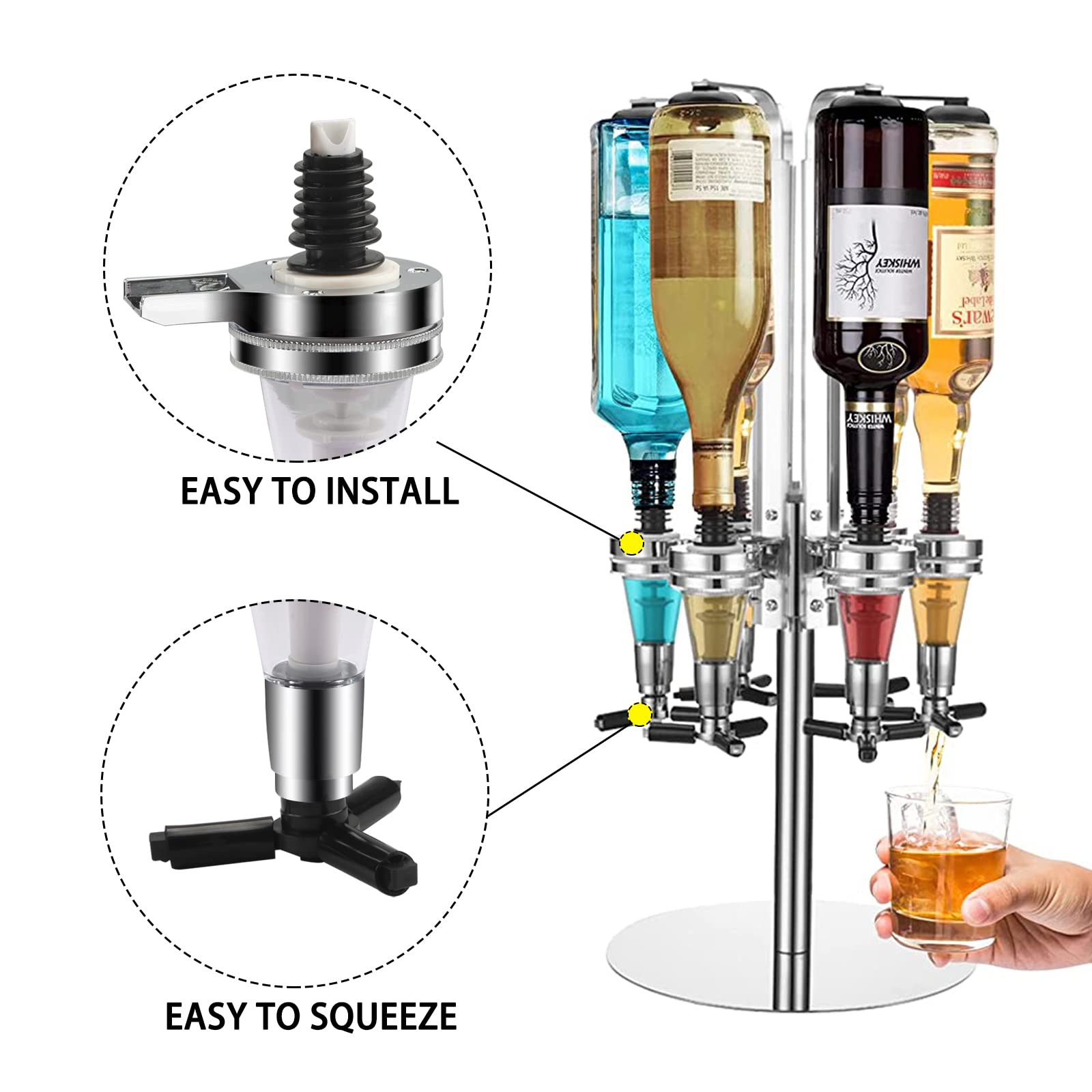 Dispensador de boquilla de repuesto apto para estantes de vino, dispensador de alcohol, licor, cóctel, 1 onza (1.0 fl oz) 4