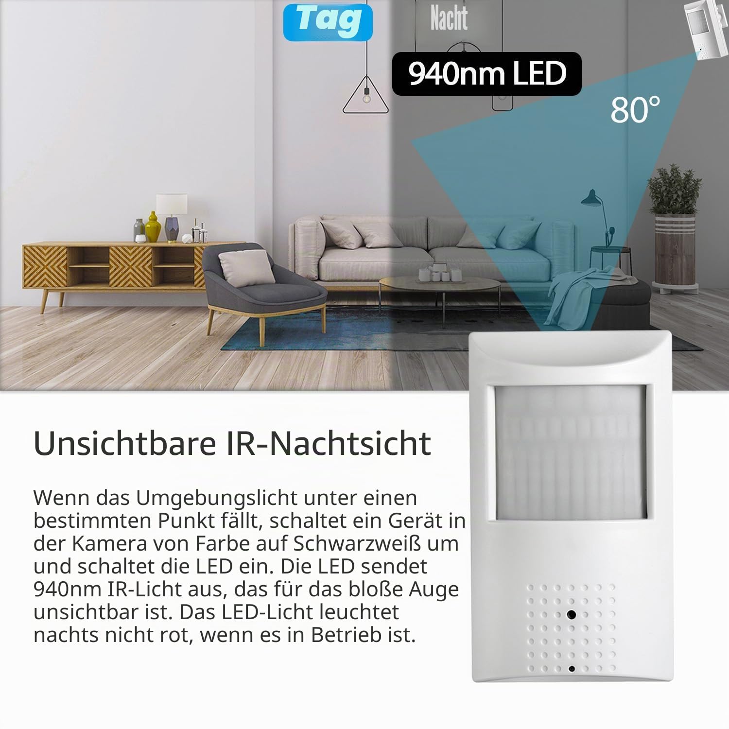 UltraHD 4K (8MP) POE IP Kamera Audio,PIR 940nm IR LED IR Nachtsicht CCTV Cam mit Mikrofon, 3.7mm Objektiv Indoor Sicherheitskamera P2P H.265 Bewegungserkennung (IPIR-P-A-HS82 Weiß)