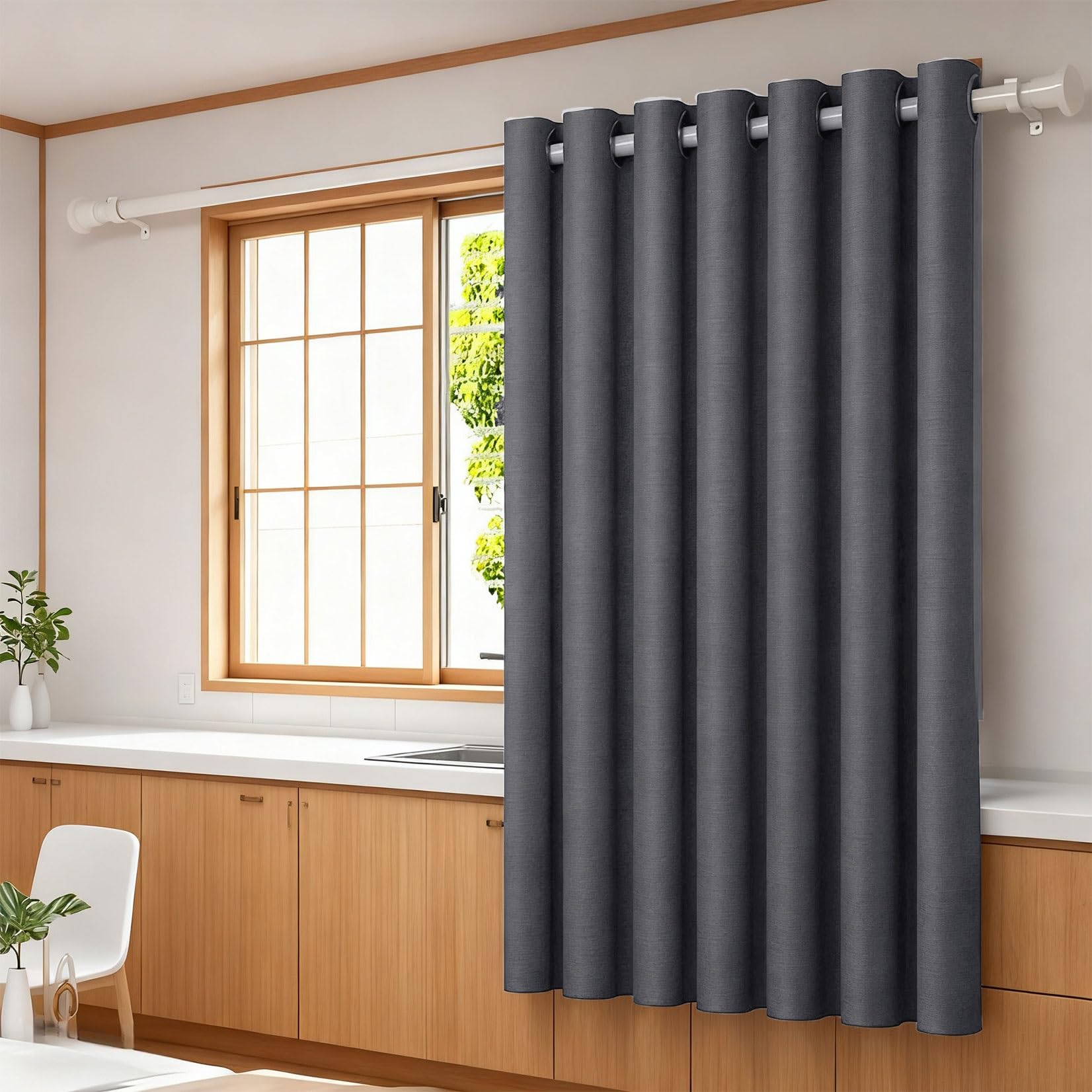 Verdunklungsvorhänge 190 x 240 cm Wärmeisolierend Kälteschutz Vorhänge Blickdicht mit Ösen, Dicker Stoff, Lärmschutz, Waschbar für Hotels Büros Schlafzimmer, Dunkelgrau
