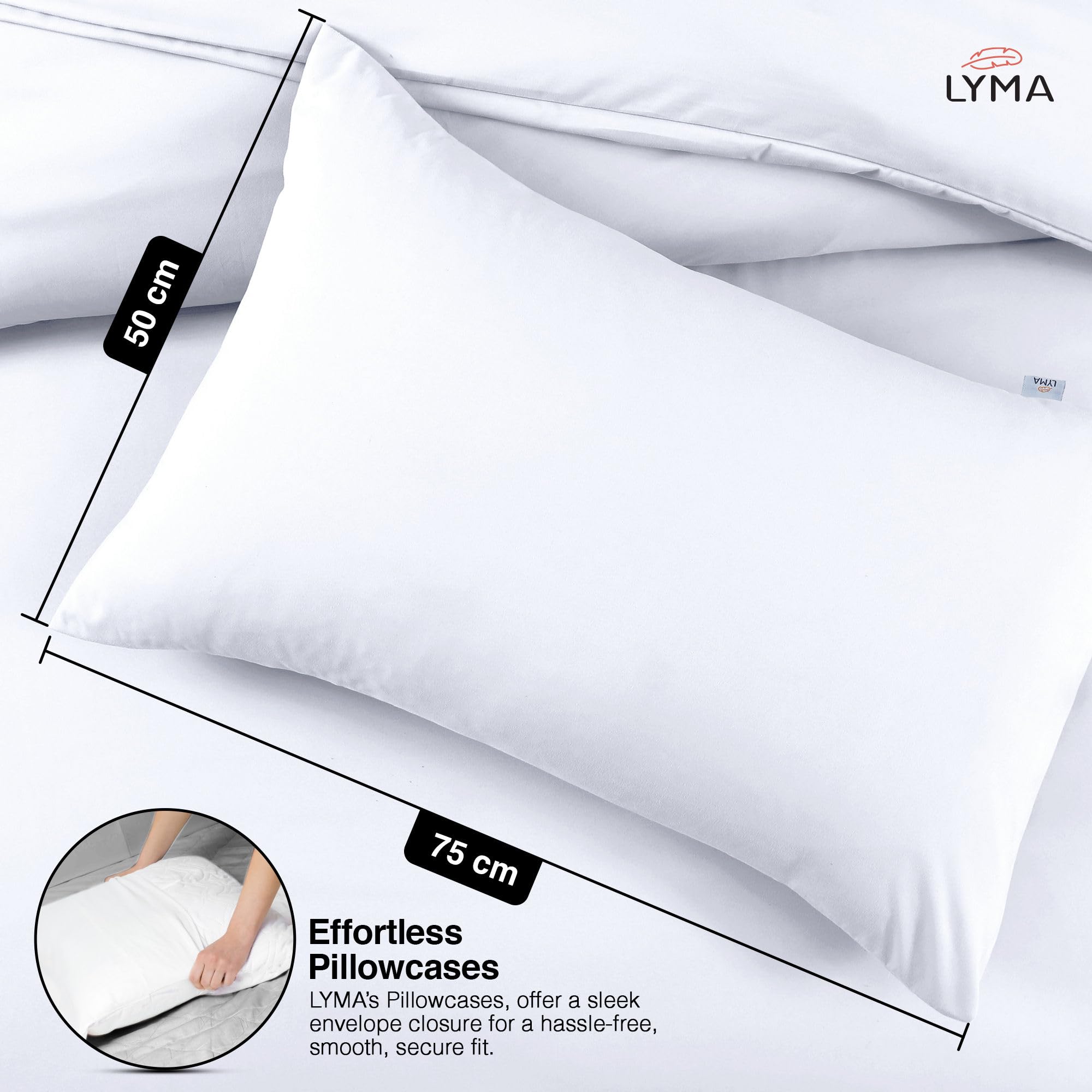LYMA Pillow Cases Pack of 2 & 4,Ultra Soft Breathable Housewife & Oxford Cover - Image 4