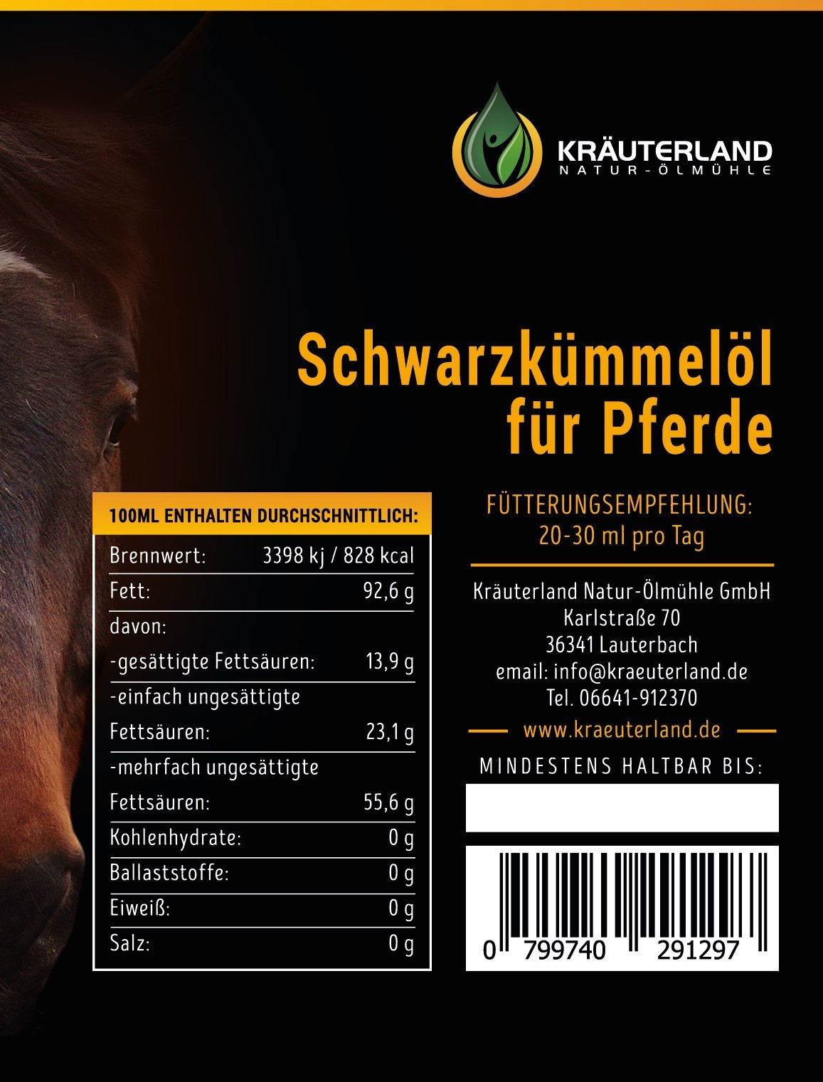 Schwarzkümmelöl für Pferde • ab 22,90 • 3 x 1000ml • ungefiltert • 100% naturrein • in Dosierflasche • mühlenfrisch direkt vom Hersteller Kräuterland Natur-Ölmühle (3 x 1 Liter)