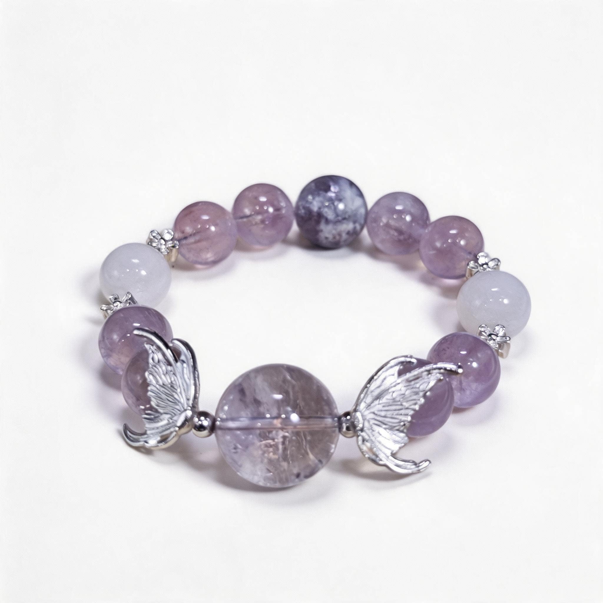 Bracciale Cristallo Bracciale Elastico Personalizzato in Ametista Naturale Fatto A Mano per Donna Yoga Meditazione Compleanno FESTIVITÀ