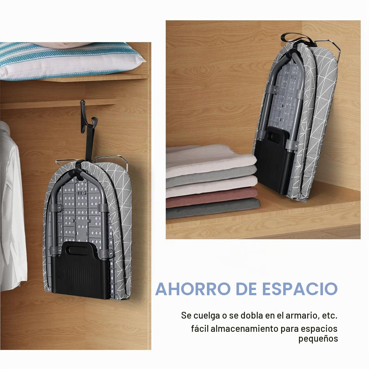 Johgee Tabla de Planchar Plegable, Ahorro de Espacio para Plancha de Vapor 81.5 x 31 cm, Estable Tabla de Planchar de Vapor con Pies Antideslizantes (Gris)