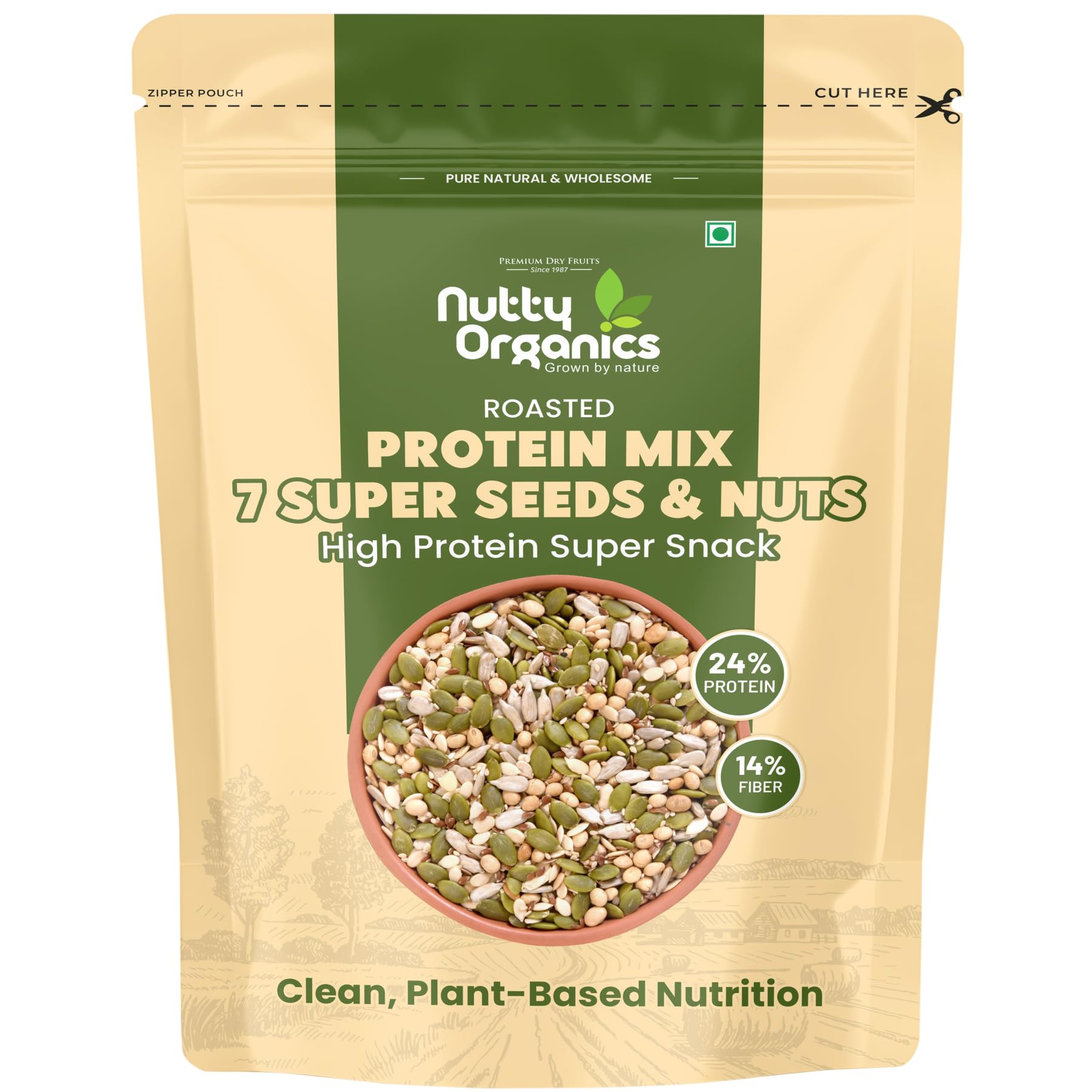 Nutty Organics 7-in-1 Seeds & Nuts Mix 1KG | Omega-Rich Superfood | Roasted Pumpkin, Sunflower, Watermelon, Flax, Sesame, Chia & Soya | Healthy Snack | Vegan & Gluten-Free-image-34