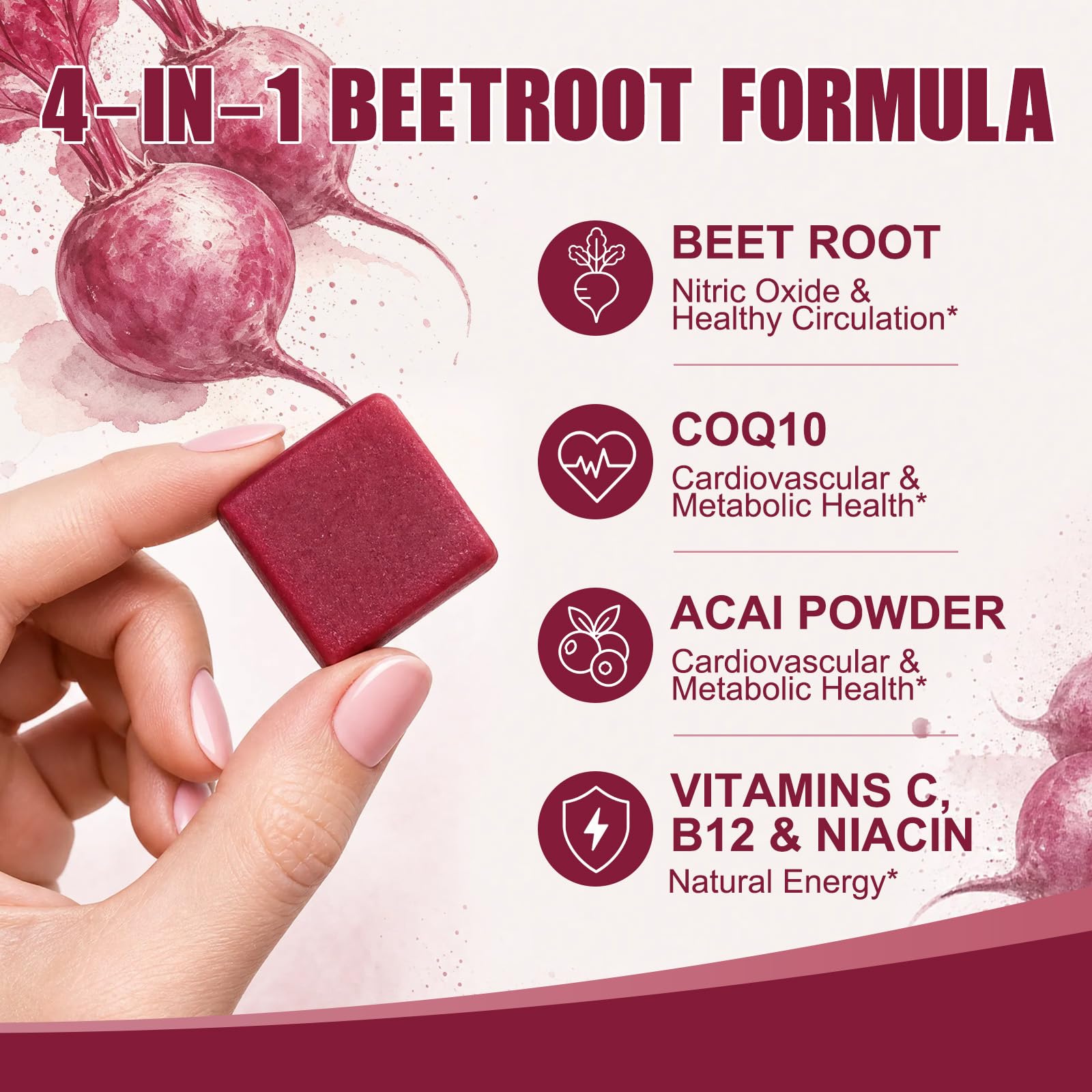 Beet Root Chews with CoQ10, Blood Pressure Support, Mixed Berry, 90 Ct — Amazon image 3