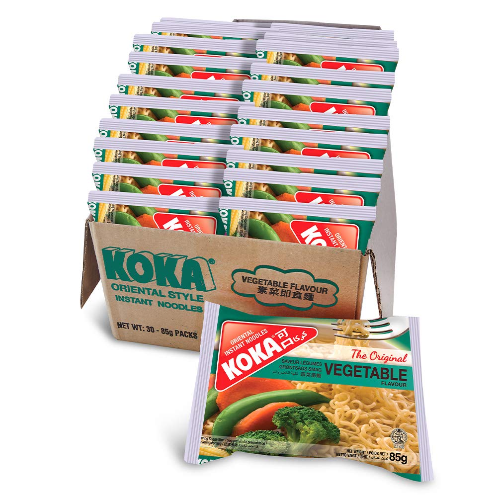 Koka Instant Noodles The Original Vegetable Flavour (Pack Of 85G X 30Pcs) With Flavouring Oil